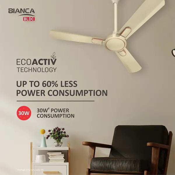 Havells Bianca 1200mm Energy Saving with Remote Control 5 Star Decorative BLDC Ceiling Fan Gold Mist