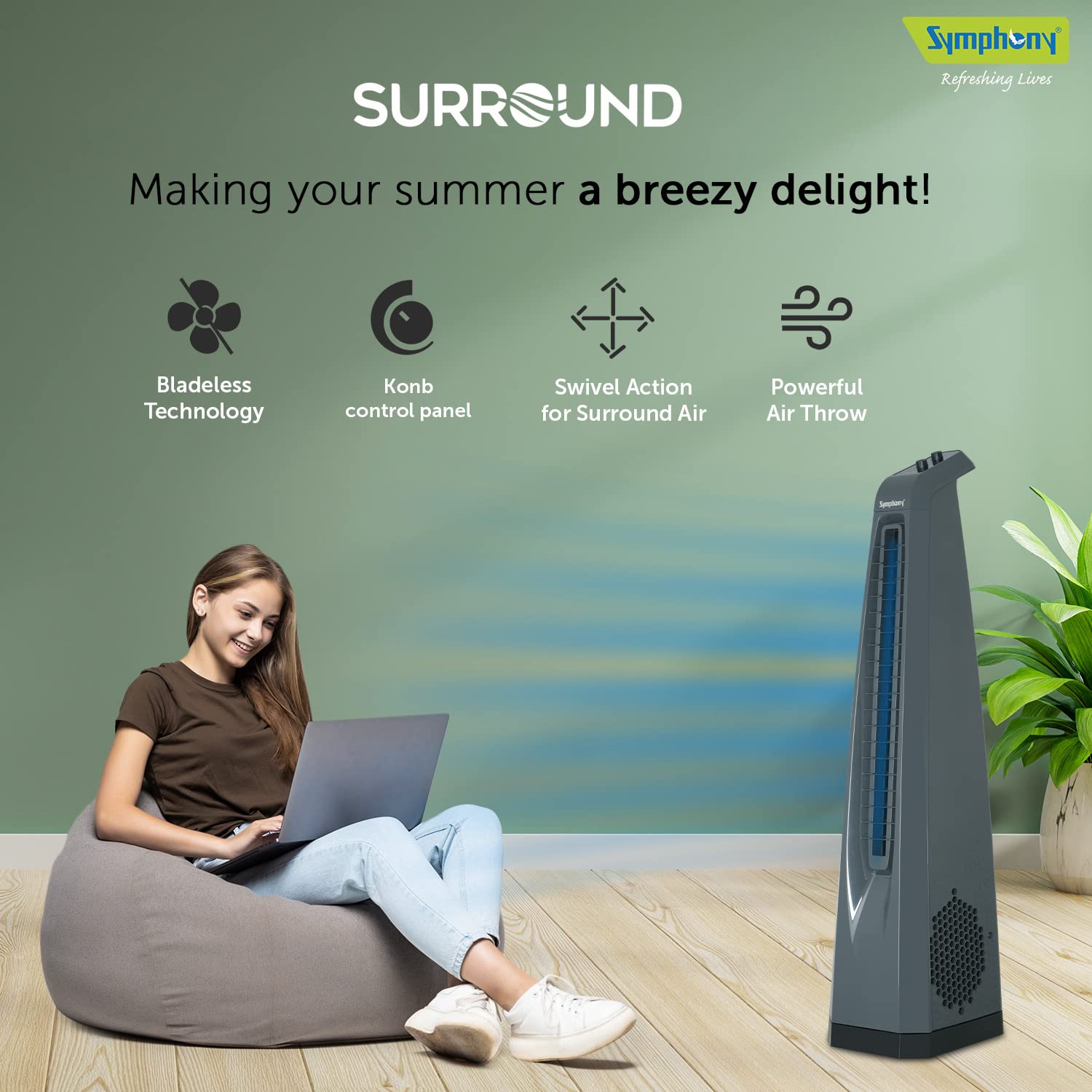 Symphony  Tower Fan ‎Surround Grey