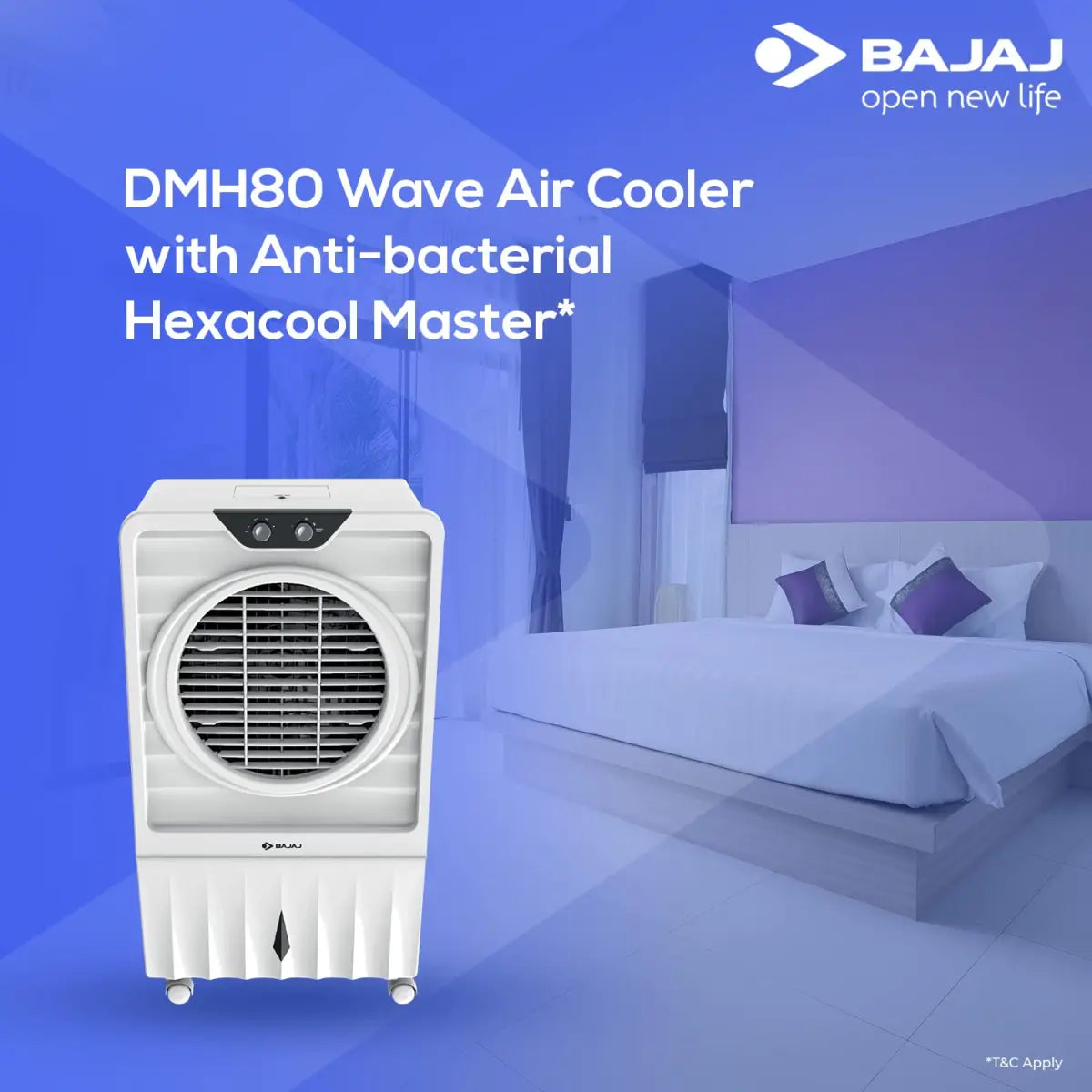 Bajaj DMH80 WAVE DESSERT AIR COOLER, 80 L, WITH ANTI-BACTERIAL TECHNOLOGY