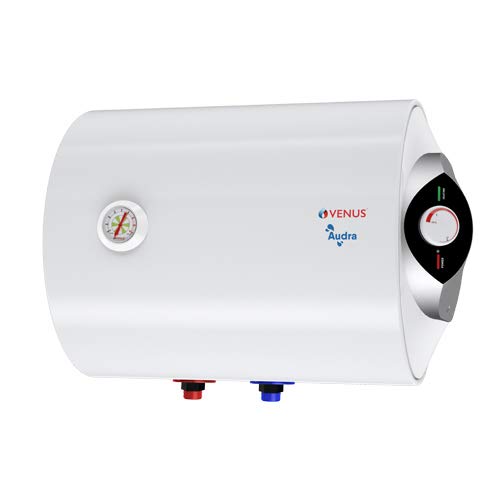 VENUS Audra 25AH 25-Litre (White) Water Heater, Porcelain Enamelled Glass Lined Tank,-Horizontal Water Heater BEE Star Rating - 4 Stars:ISI, Free Flexible..