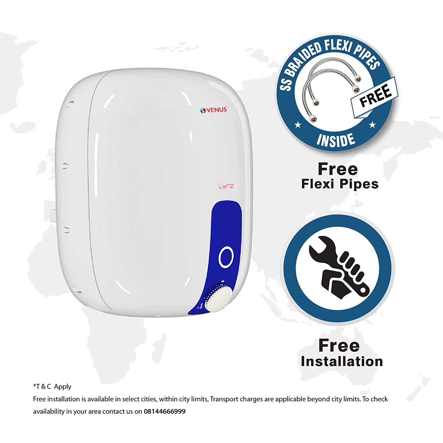Venus Lyra 10R 10L Water Heater White Blue 4 Stars