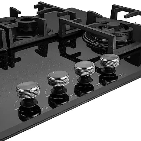 Kaff NVH 804 Built-in Hob |high-Efficiency Full Brass Burners | Tempered Glass with Unique Dotted Design