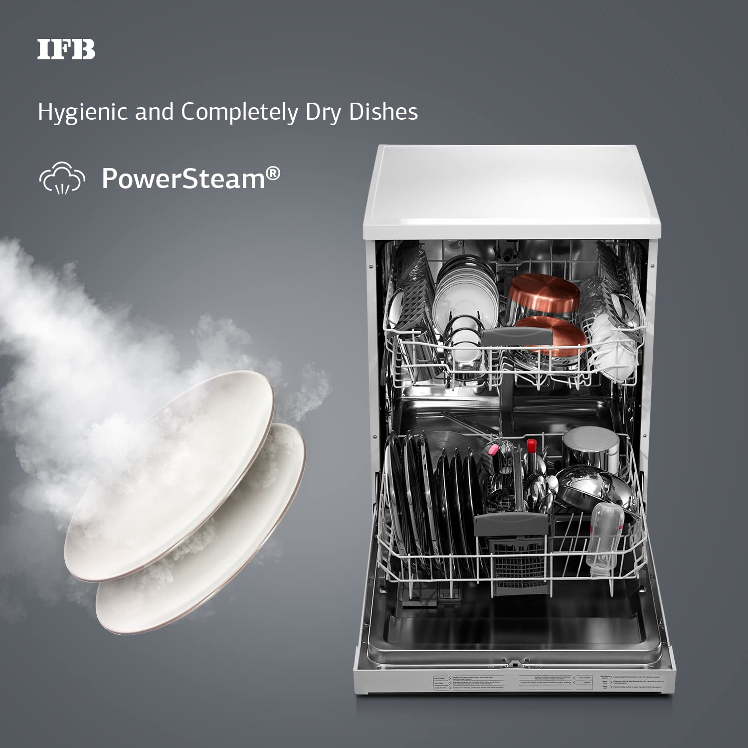 IFB 12 Place Settings ‎Hot water wash Free Standing Dishwasher (Neptune FX1, White, In Built Heater with Hygienic Steam Drying, Perfect for Indian Utensils)
