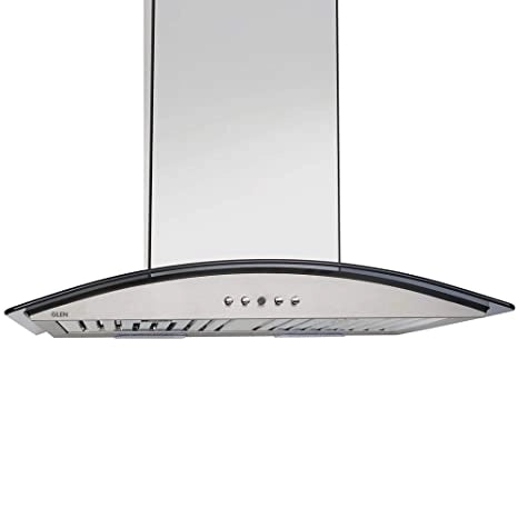 Glen 60cm 1000 m3/h Curved Glass Chimney (6071 SS, Baffle Filters, Push Button Control, Grey)