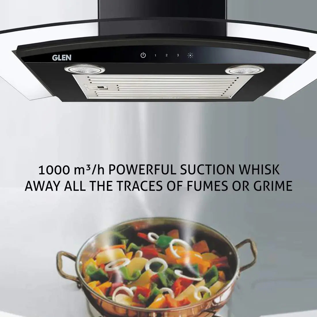 Glen Kitchen Chimney Baffle Filter 60 cm 6071 EX - Black, Touch Control