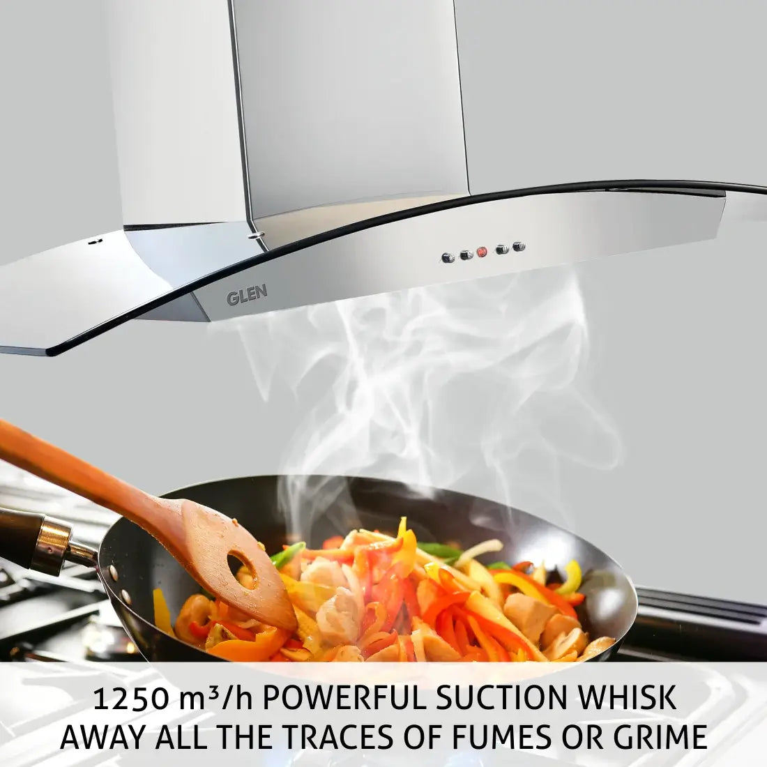 Glen Kitchen Chimney Island 6071 Baffle Filter 90 cms - Push Button