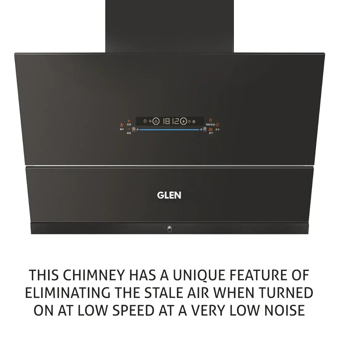 Glen 1400 m3/h Auto Clean Vertical Glass Kitchen Chimney (6074,Filter Less,Touch Control with MS, Black) - 75 cm