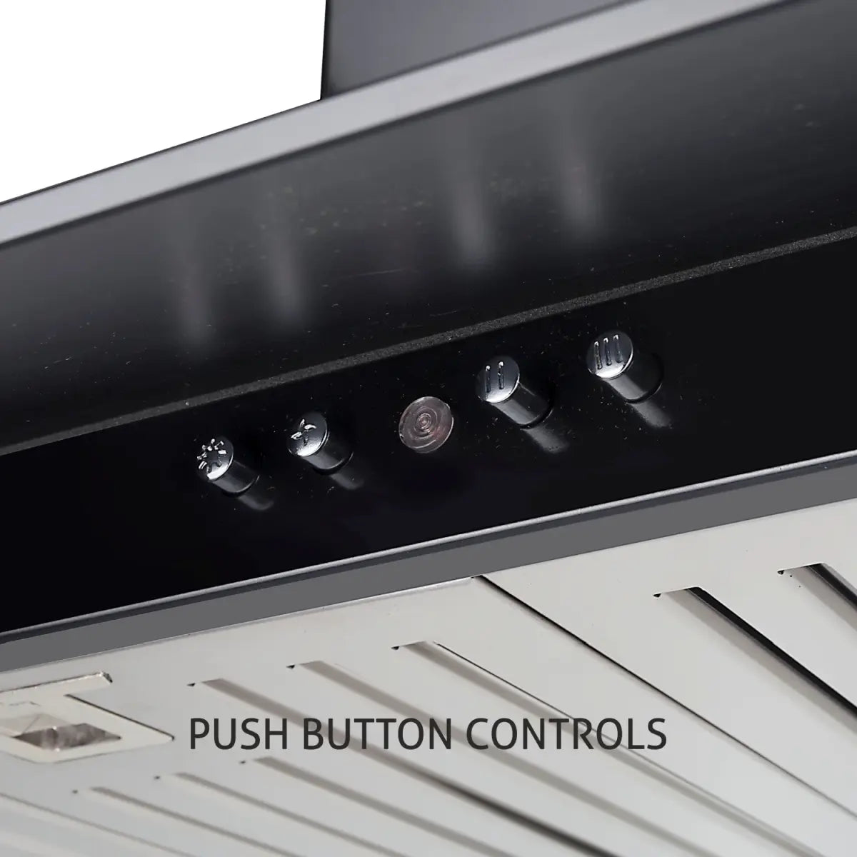 Glen Designer Black Push Button Ductless Chimney 6077 1000 m3/h - 90 cm