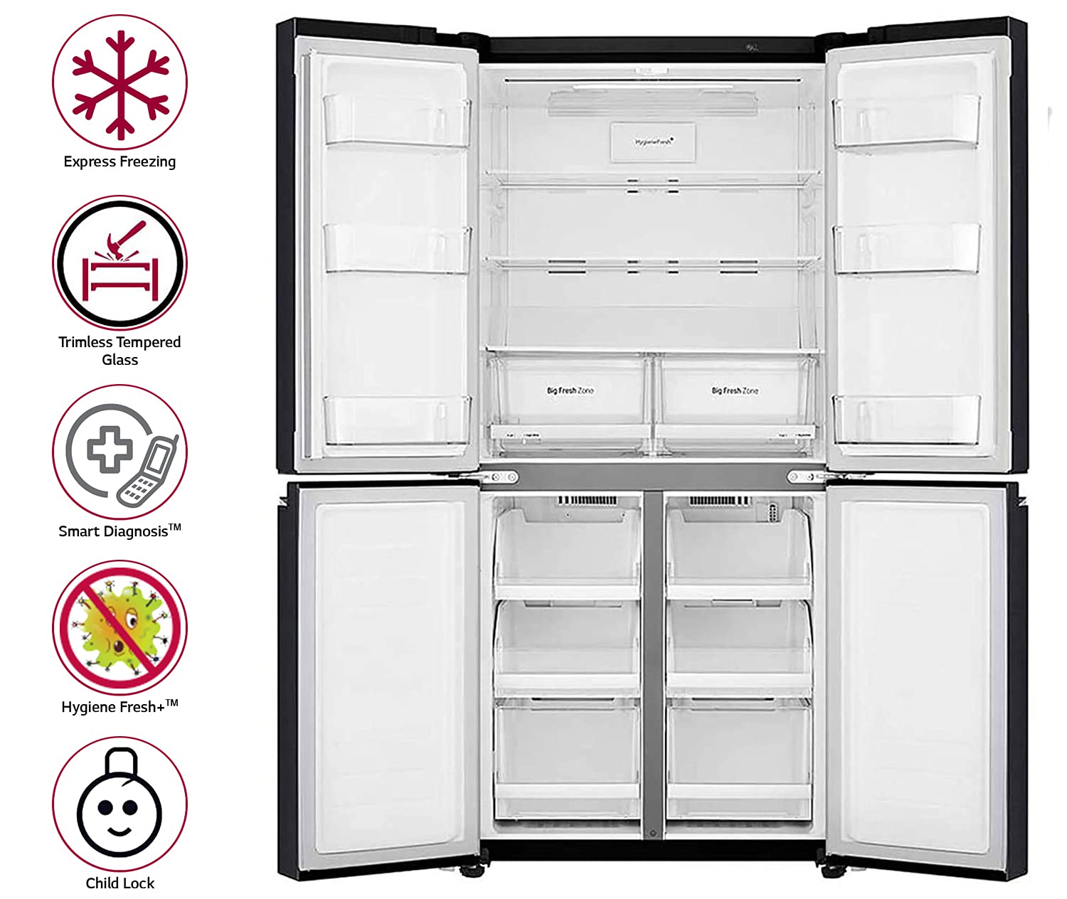 LG 594 L Frost-Free Inverter Linear Wi-Fi Side-By-Side Refrigerator (GC-B22FTQPL, Matte Black, Hygiene Fresh+ | Door Cooling+)