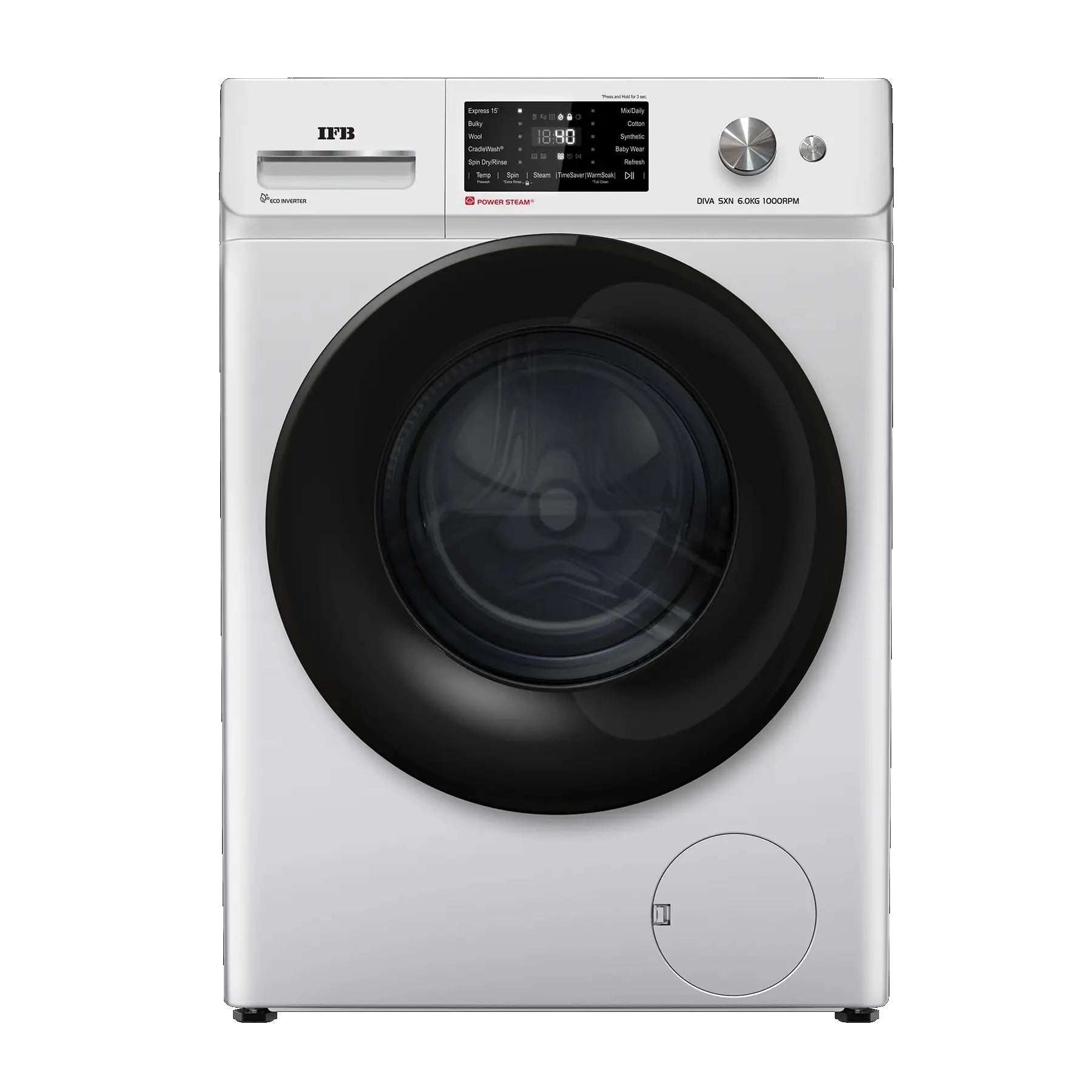 IFB 6 Kg 5 Star Powered by AI with 9 Swirl Wash, Fully Automatic Front Load Washing Machine (Diva SXN 6010K,Steam Refresh Program with Eco Inverter,1000 RPM,Rich Silver, 2024)