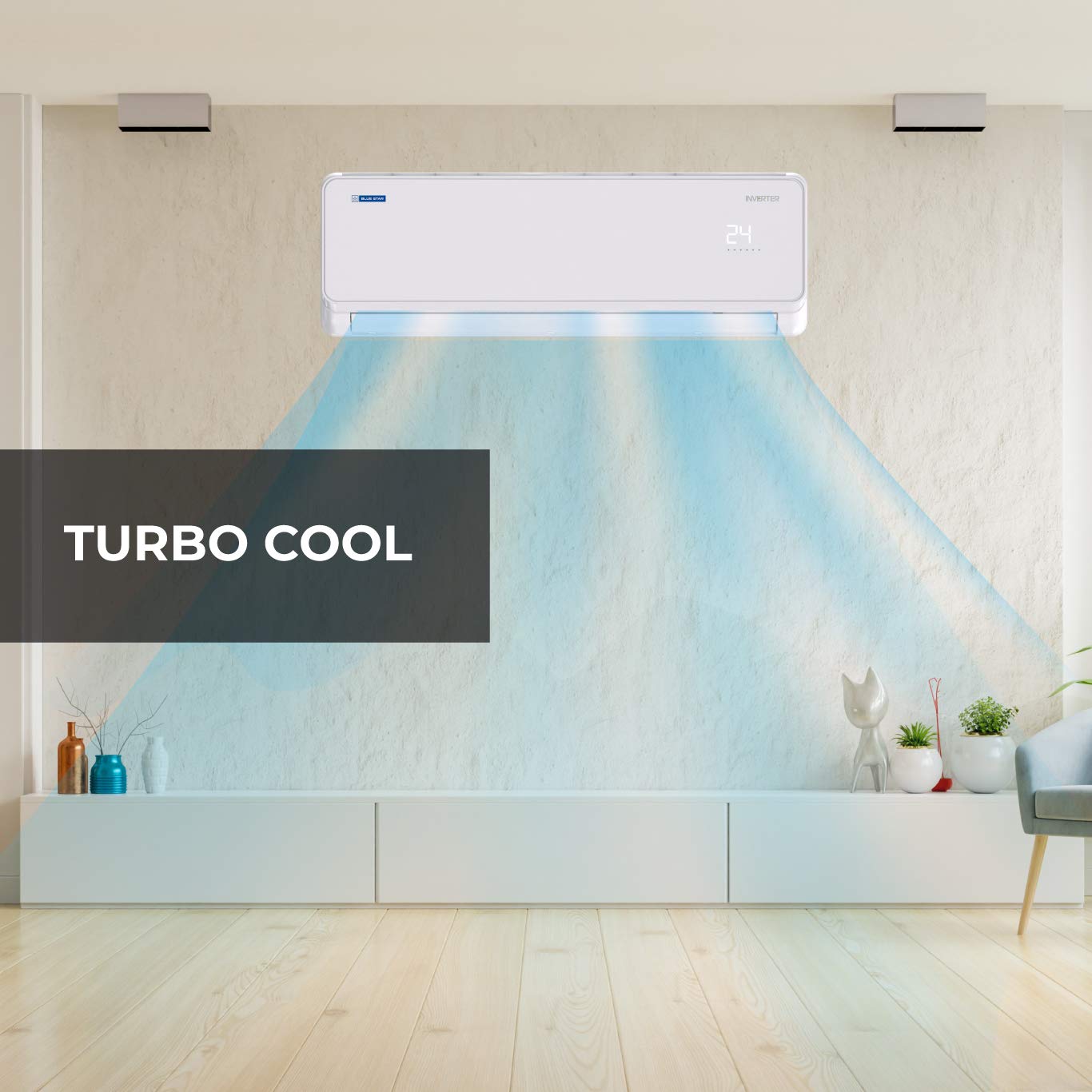 Blue Star 1.5T 5 Star Inverter Split AC (Copper, IC518EBTU, 2021, White)
