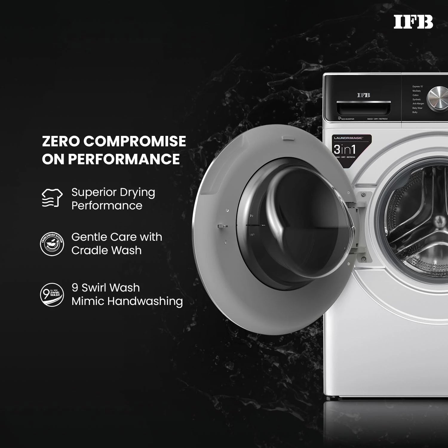 IFB 10 Kg/7 Kg/3 Kg 3-in-1, AI Powered, Fully Automatic Washer Dryer Refresher (IFB Laundrimagic®, EXECUTIVE PLUS ZXS, 9 Swirl Wash, Eco Inverter Technology, Rich Silver)