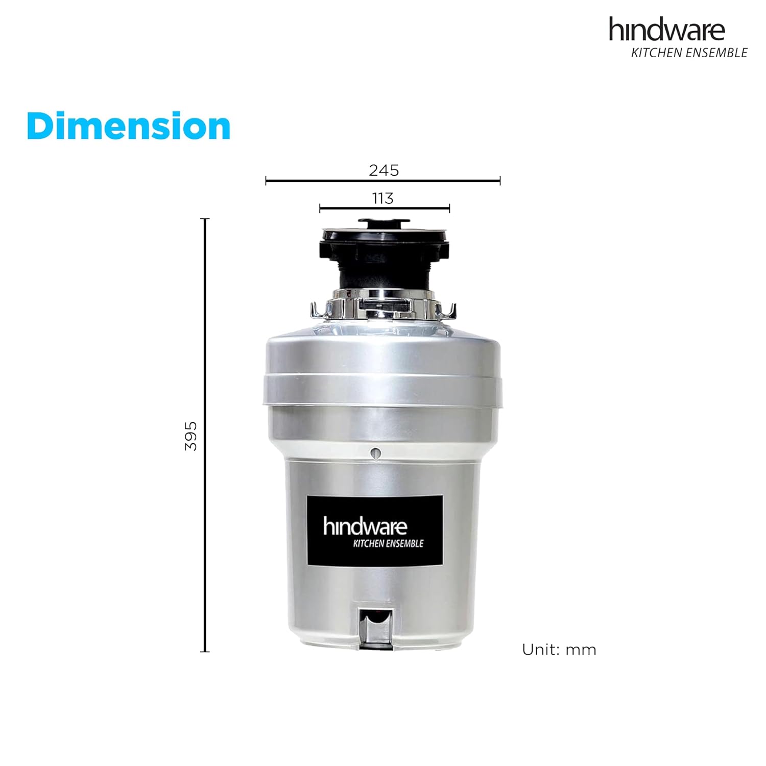 ஹிண்ட்வேர் FWD-04 உணவு கழிவுகளை அகற்றும் தரநிலை-0.5HP (வெள்ளி)