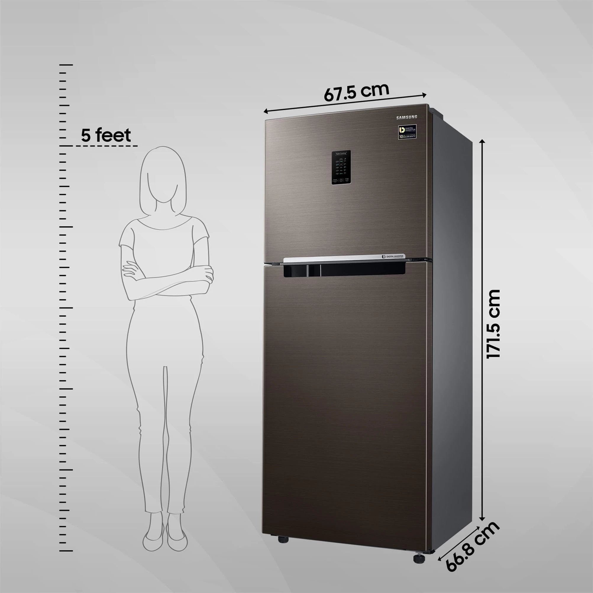 Samsung 355L 2 Star Inverter Frost-Free Convertible 5 In 1 Curd Maestro Double Door Refrigerator (RT39C5C32DX/HL,Luxe Brown)
