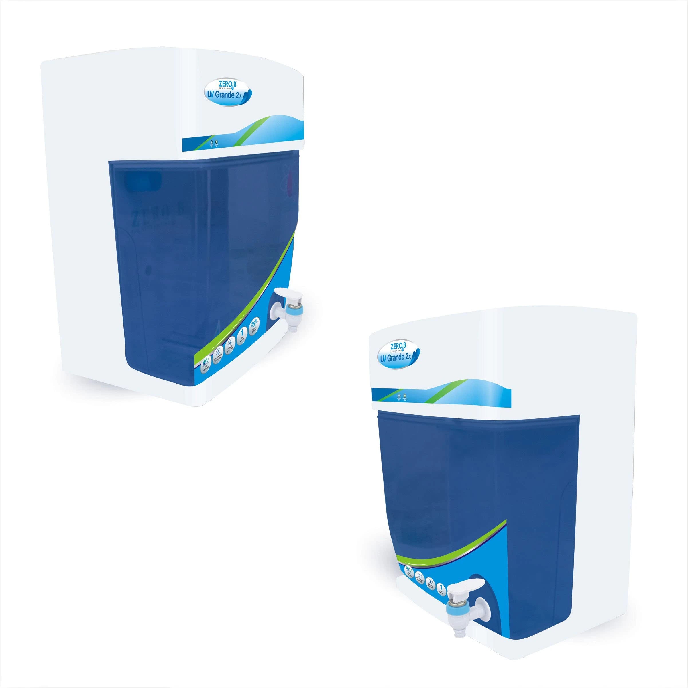 Zero B Grand 6L UV+UF Water Purifier (White/Blue) with 4 Stage Purification & Detachable Tank