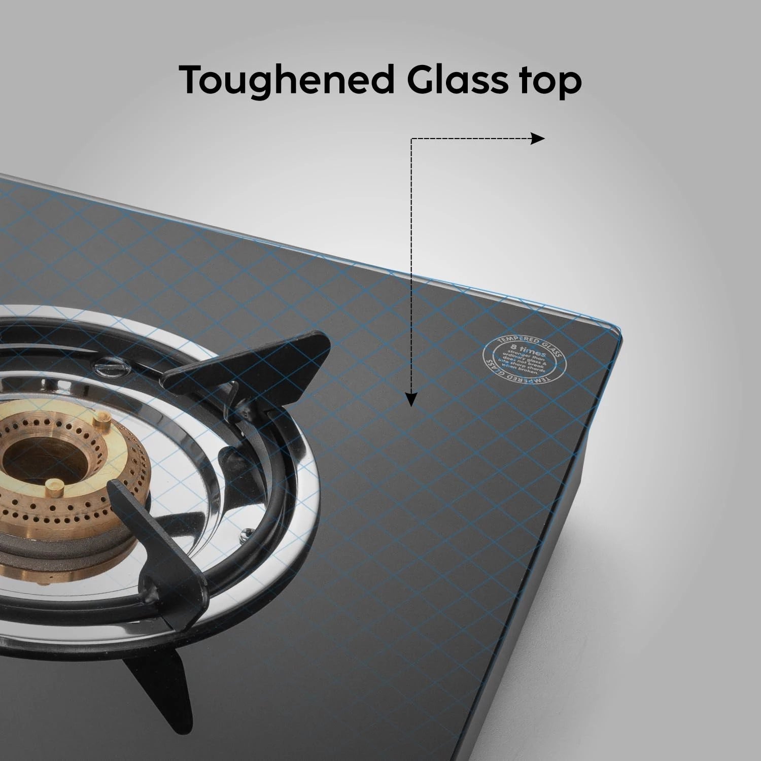 Glen 2 Burner Glass Gas Stove | Toughened Glass Top | Extra Large High Flame Brass Burners | Black | Manual Ignition | ISI Certified (1022 GTXL BB BL)
