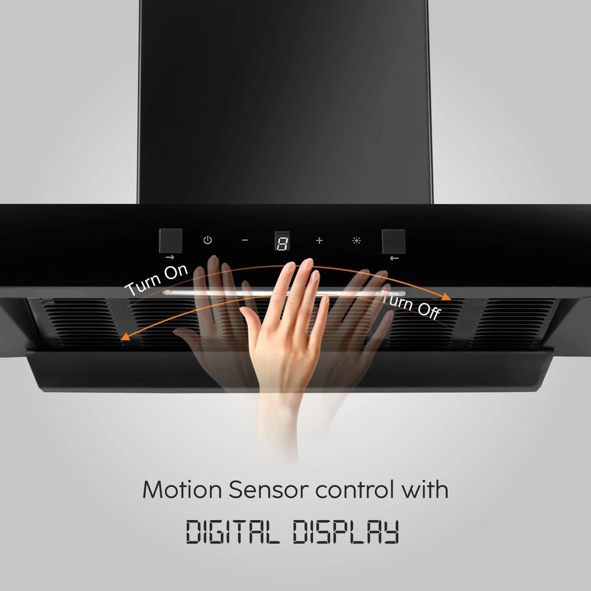 Glen CH6052DIBLAC60 Filterless Auto Clean Kitchen Chimney | 1200CMH Suction | Motion Sensor & Touch Control Panel | Digital Display | Wall Mounted | 1 Year Comprehensive Warranty 7 Year on Motor|Black