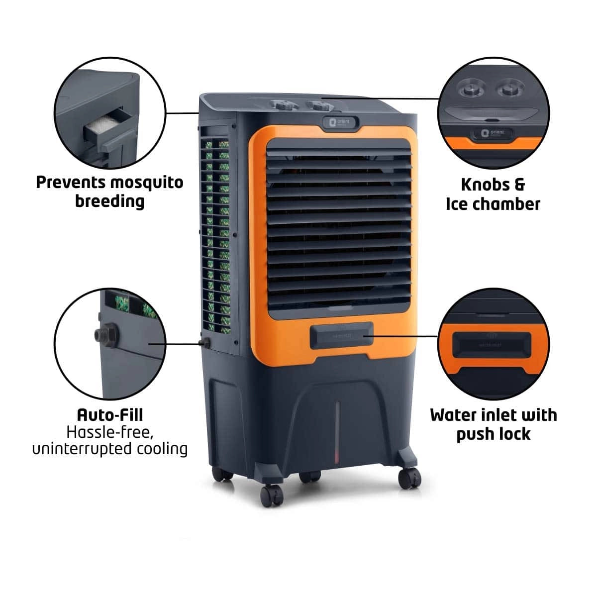 Orient Electric CD5003H 50-Litre Desert Air Cooler (Grey/Orange)