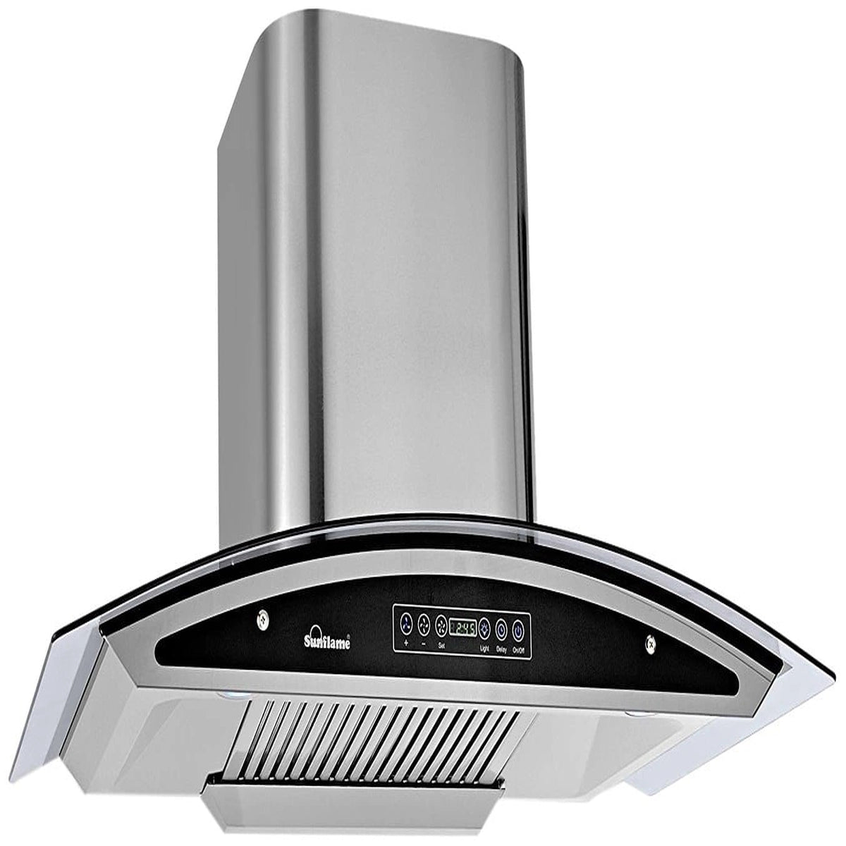 SUNFLAME 90cm 1100 m3/hr Auto Clean Ductless Chimney (Innova, Baffle+Charcoal Filter, Touch Control, Steel/Grey)