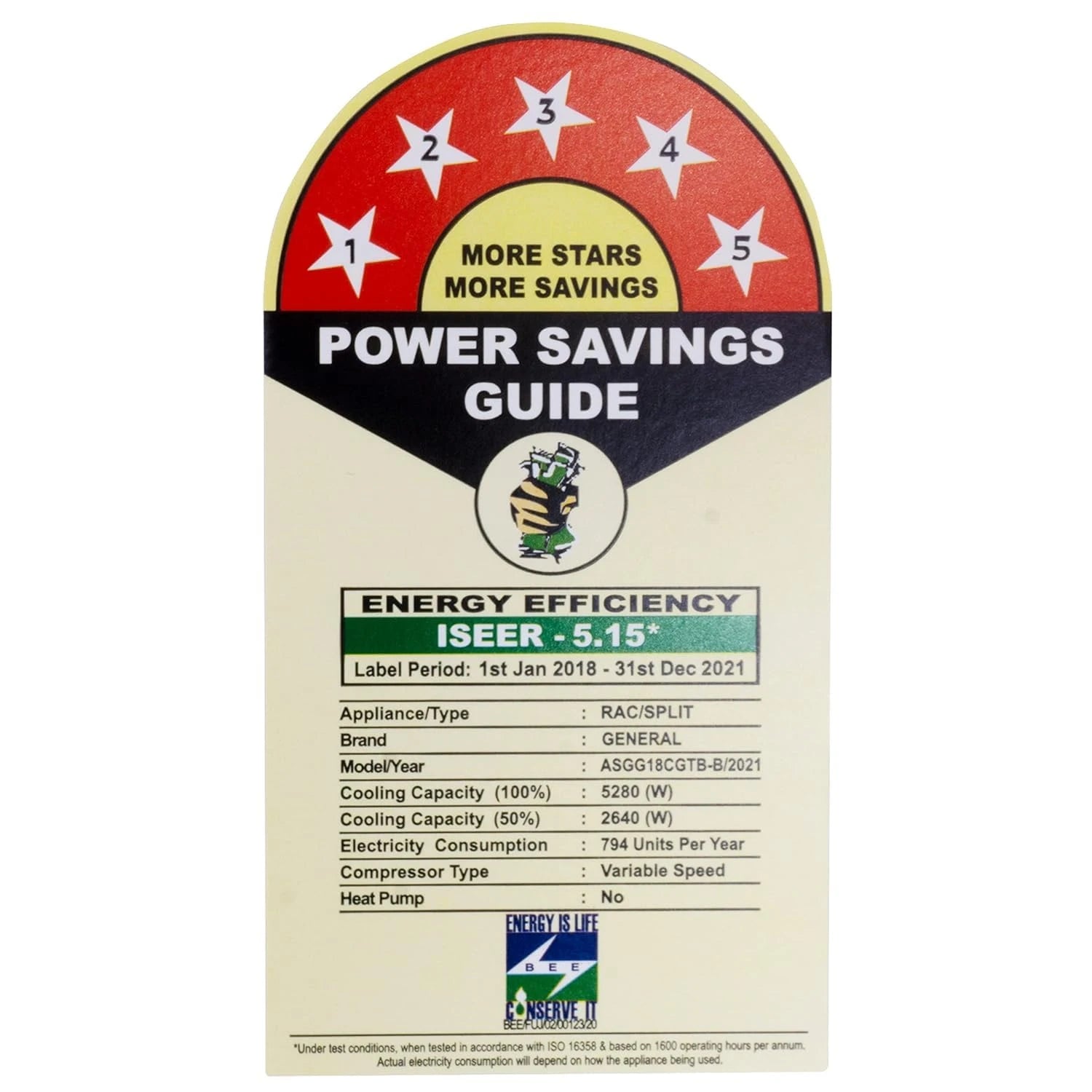 O-General 1.5T 5 Star Inverter Split AC - White (ASGG18CGTB-B, Copper Condenser)