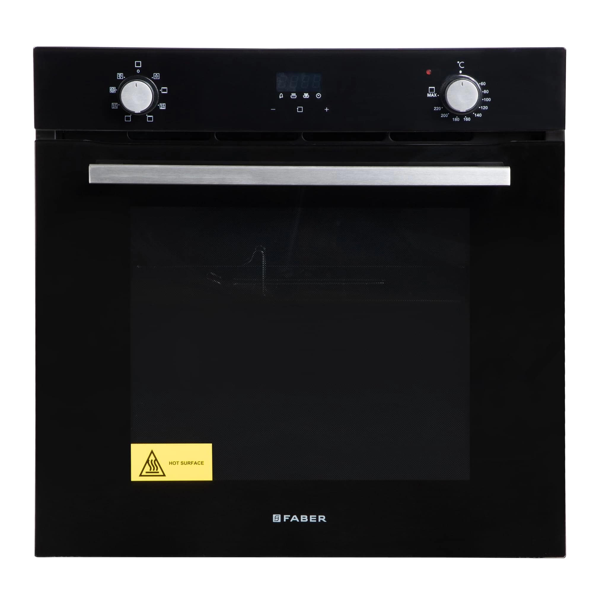Faber 80L Built-In Black Finish Oven || Push/Pull Knob Control with Digital Display || 8 Cooking Functions with Rotisserie, Grill Rack, Universal Pan|| FBIO 80L 8F BK with 1 Yr Comprehensive Warranty
