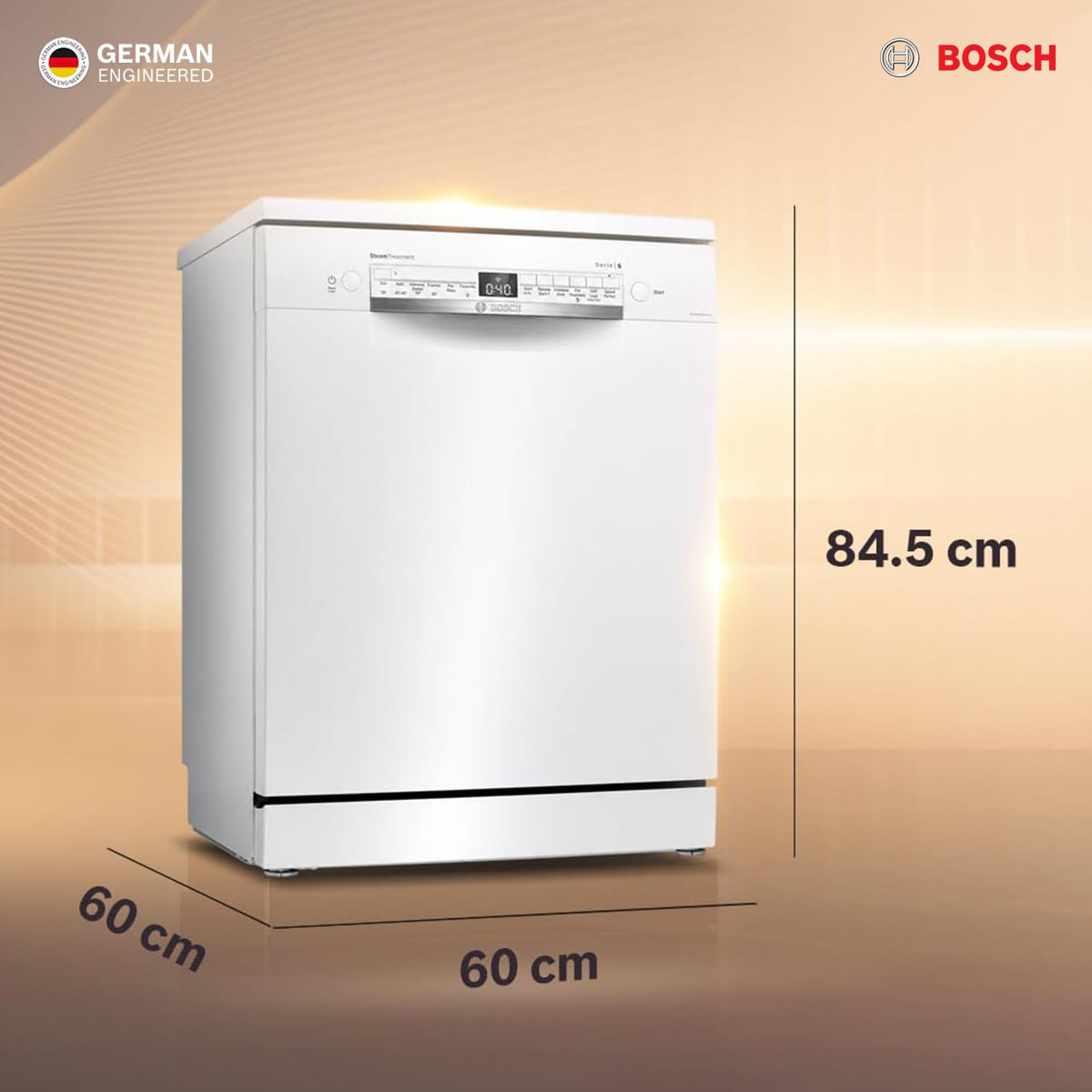 Bosch SMS6IKW01I dishwasher with dimensions of 60 cm width, 60 cm depth and 84.5 cm height