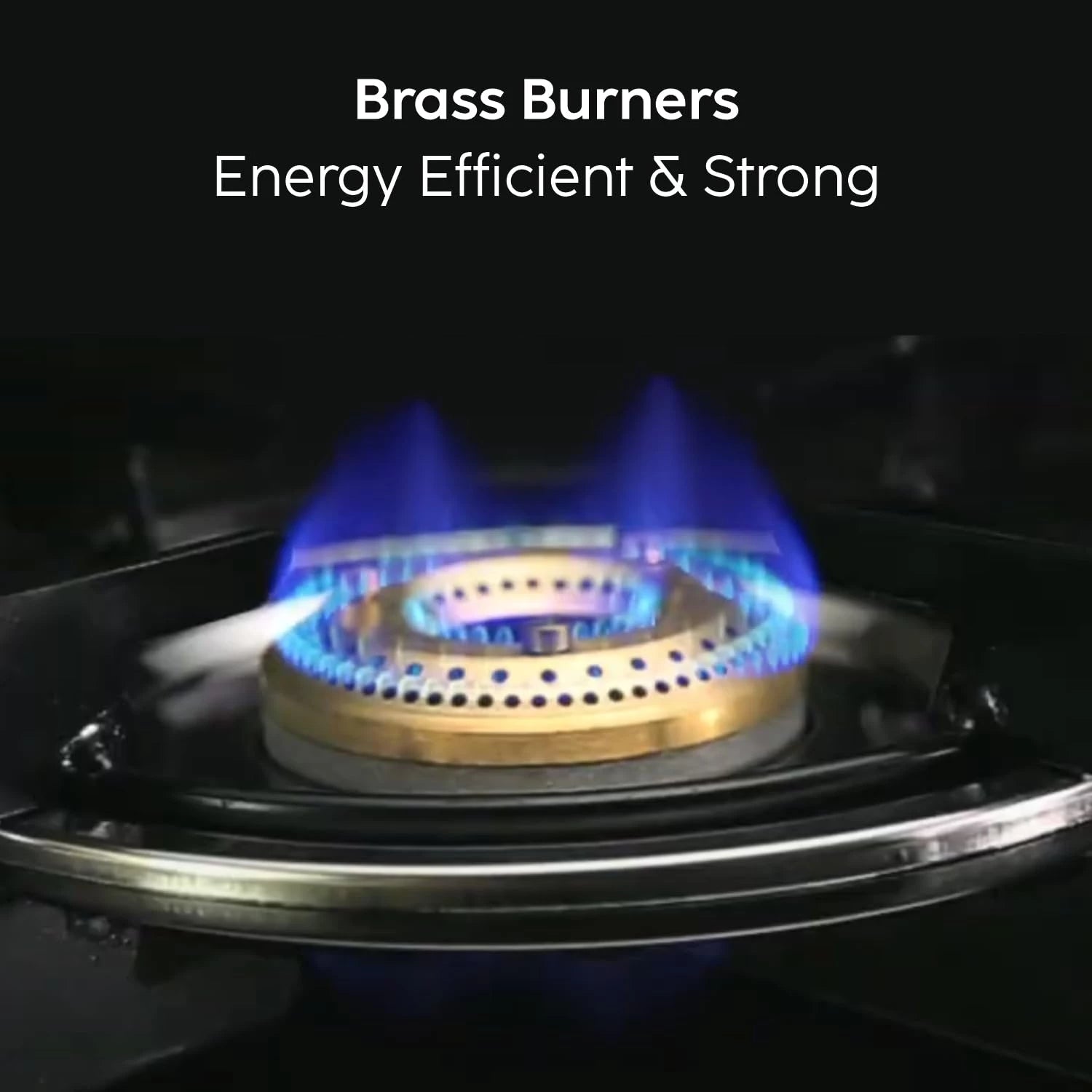 Glen 2 Burner Glass Gas Stove | Toughened Glass Top | Extra Large High Flame Brass Burners | Black | Manual Ignition | ISI Certified (1022 GTXL BB BL)