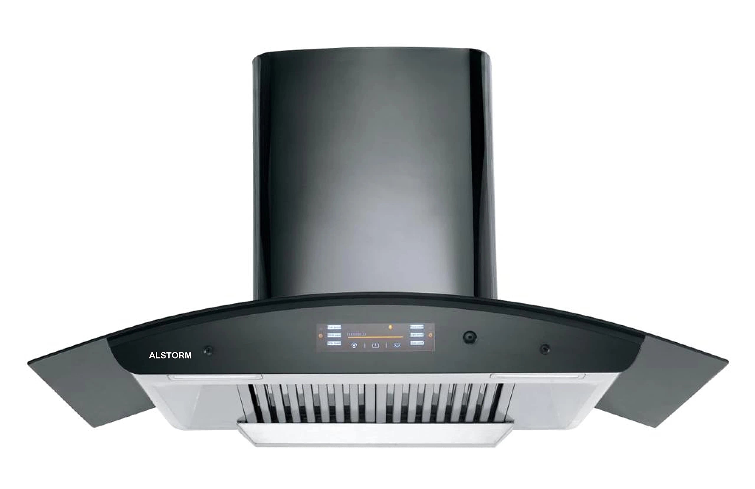 Alstorm Desire 90 cm 1350 m3/hr Chimney (Auto Clean, Baffle Filters, Voice Control, Motion Sensor, Titanium Glossy Black)