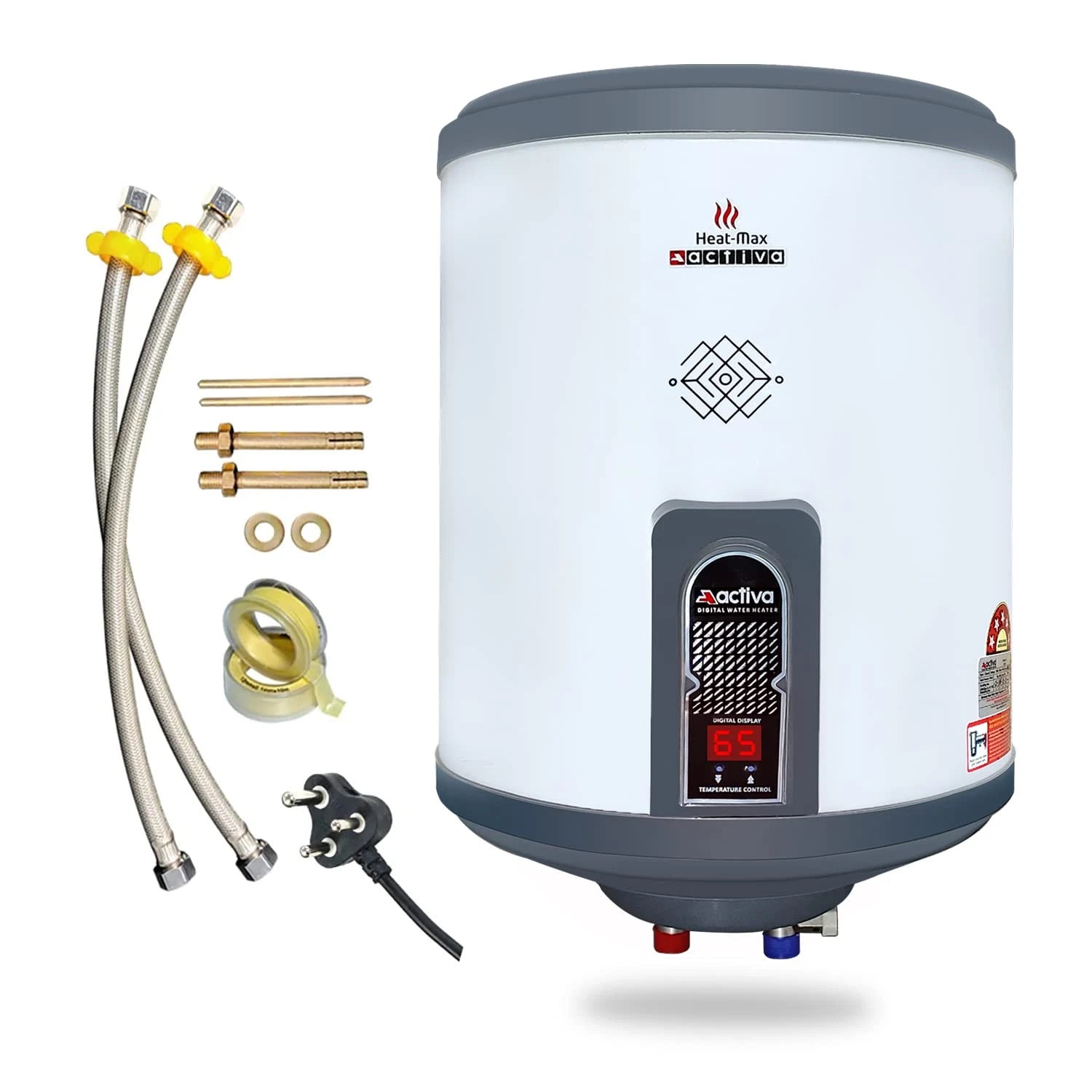 Heat-Max 2kVA 15Ltr Geyser (0.7MM SS Tank) Anti-Rust Coated, Digital Display, High Rise Buildings, 5 Yr Warranty.