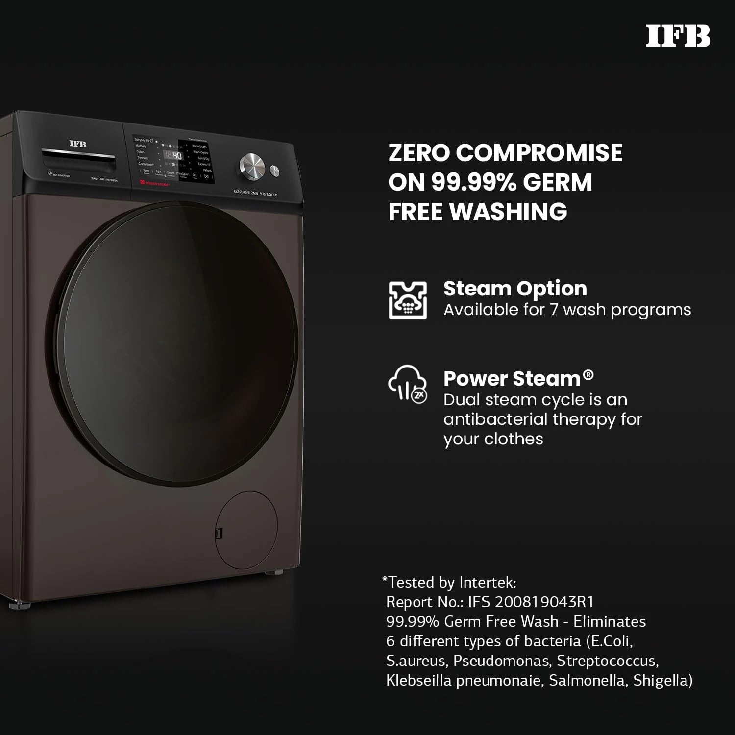 IFB 9/6/3 kg Fully Automatic Washer Dryer Refresher with Steam Refresh, AI Powered, 100% Dry Clothes, 9 Swirl Wash Mimic Handwashing, WiFi & Eco Inverter Motor (WDR Executive ZMN, Mocha)