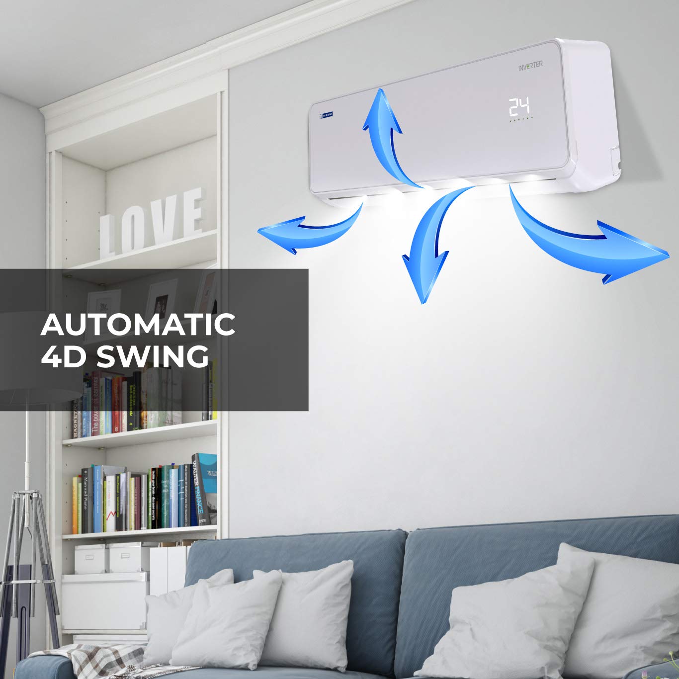 Blue Star 1.5T 5 Star Inverter Split AC (Copper, IC518EBTU, 2021, White)