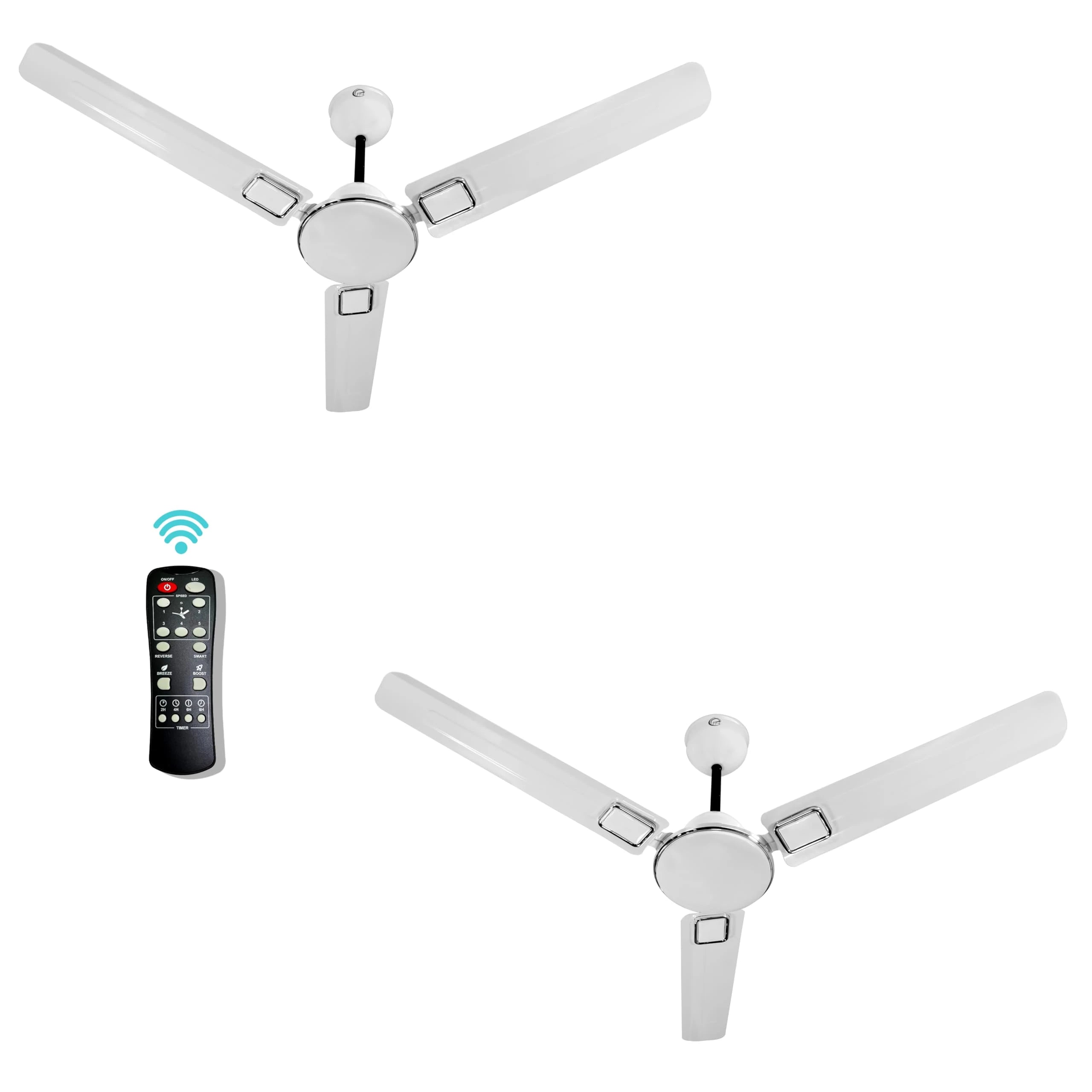 eFF4 Aster 1200 mm 3 Blade 5 Star power Saving Ceiling fan with BLDC Motor | Remote control | Decorative Fan with Lights | High Air Flow (White - Aster, Pack of 2)