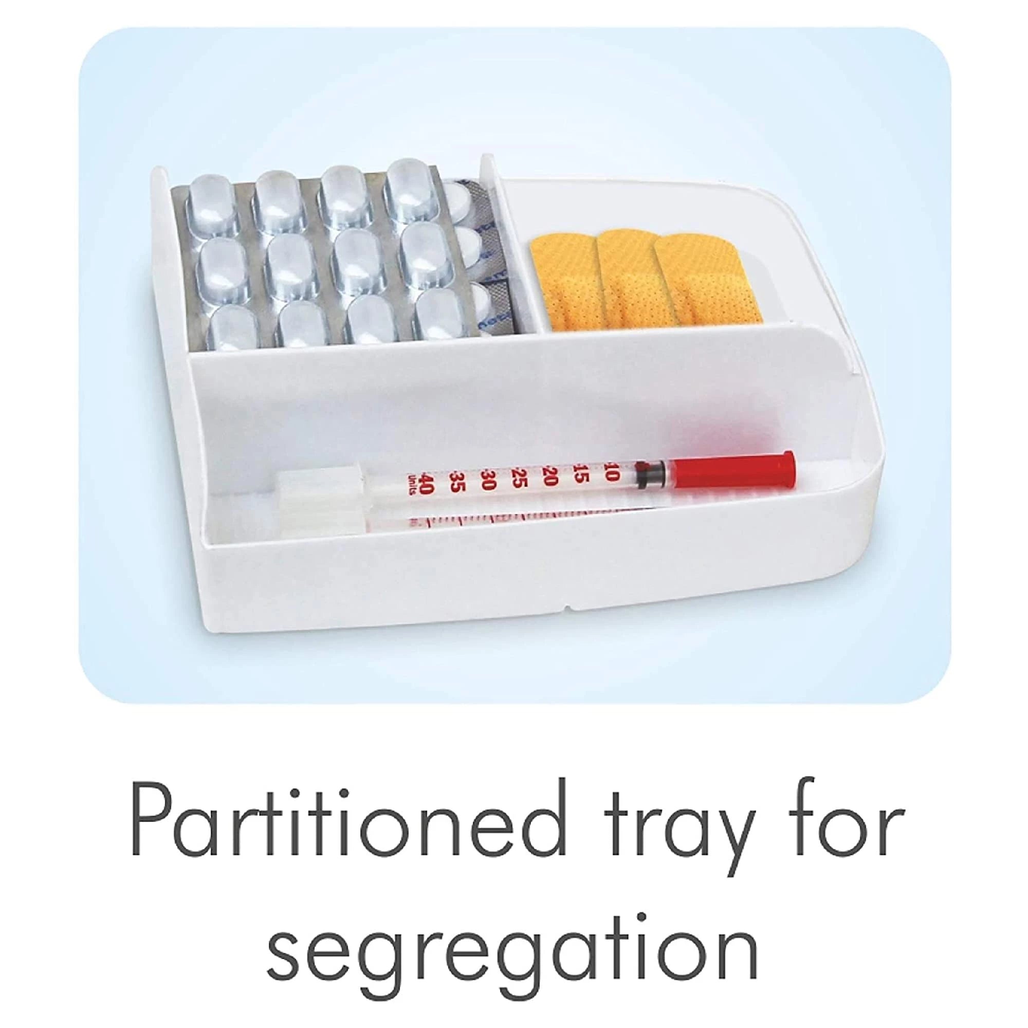 MILTON Plastic Medicine Box, First Aid Box, Detachable Tray with Handle, Emergency Indoor Outdoor Medical Utility Cabinet Organizer, Transparent, Portable & Lockable Container, White