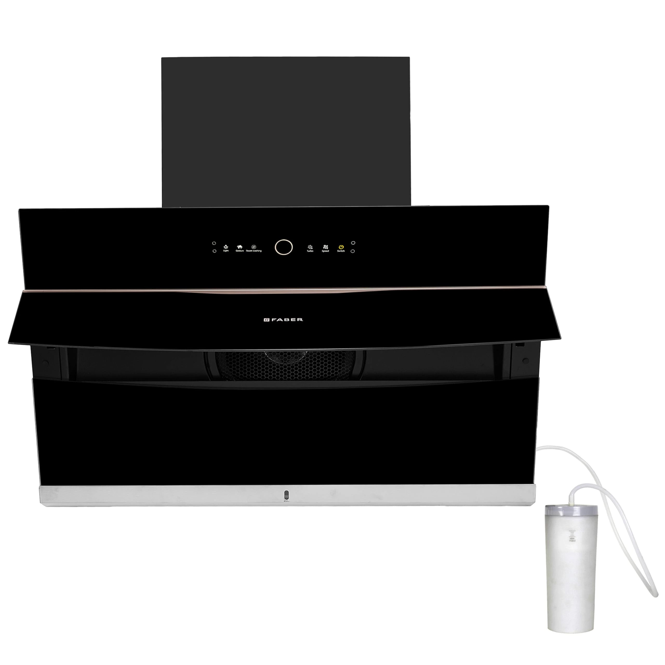 Faber Bolt 90cm 1500 m³/hr | Steam Clean Kitchen Chimney| Powerful Turbo Suction| Low Noise | Filterless| Touch & Gesture Control |5Yrs Product, 12Yrs Motor Warranty by Faber| HOOD BOLT FL SW SC BK 90