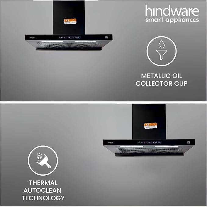 Hindware Darcia BLDC 75 Chimney + Alverio 4 Burner Manual Cooktop Combo