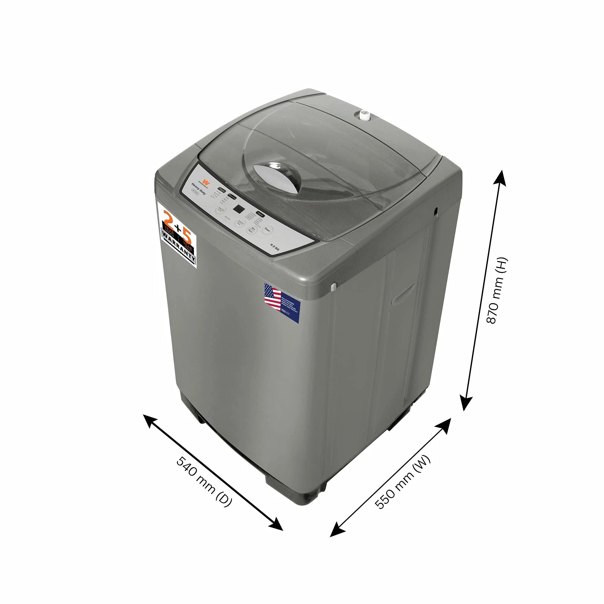White Westinghouse 6.5kg Washing Machine (HDT6500/GREY) with Ultra Hydrant Technology.