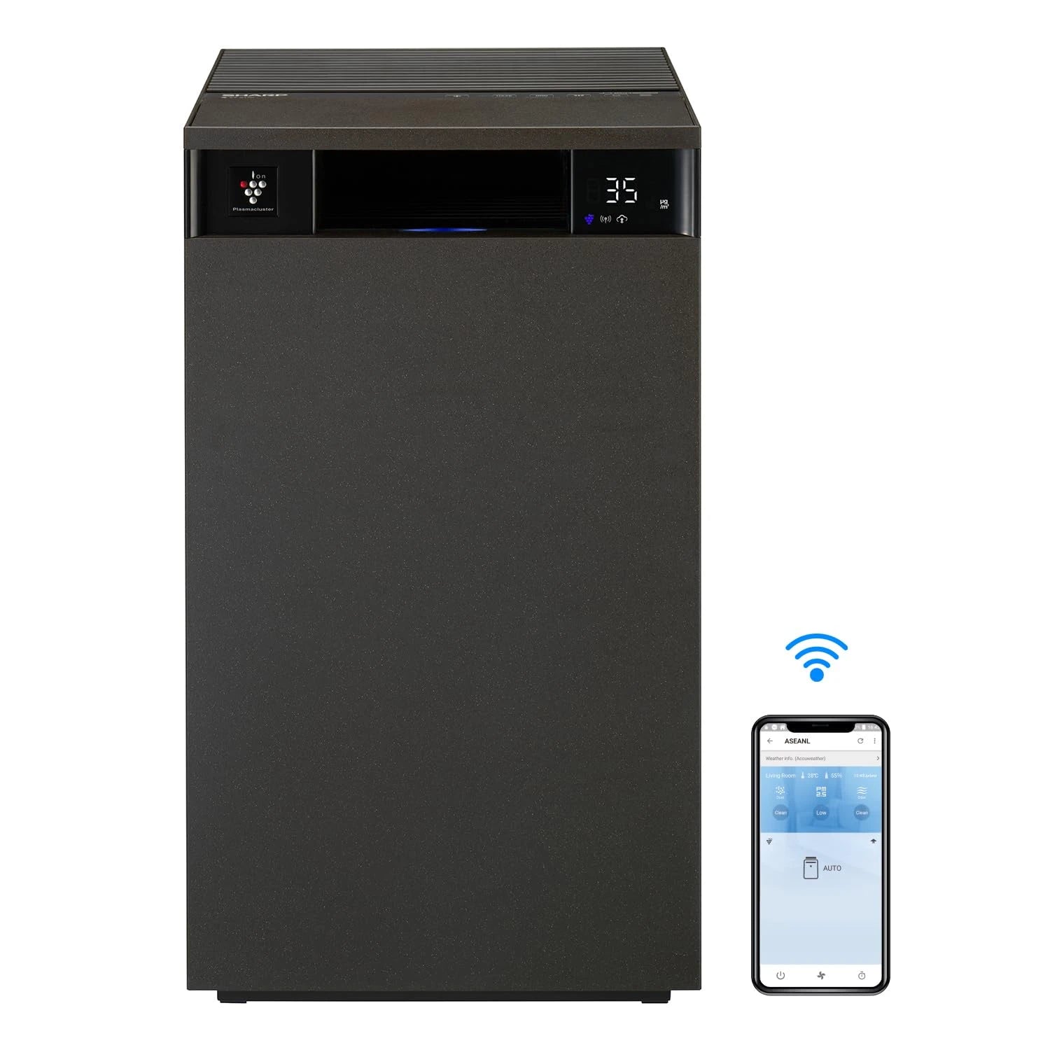 SHARP Air Purifier FX-S120M-H | Wi-Fi, Remote, PM 2.5, Real Time Air Quality, Temp, Humidity, Filter Life Indicator