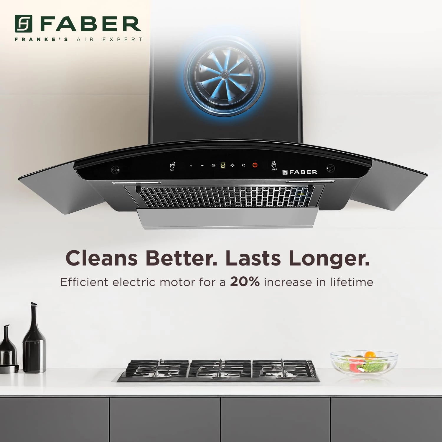 Faber 75cm 1500m3/hr BLDC Autoclean Chimney|Black Matt Filterless|Oil Collector|Touch & Gesture Control|9 Speed Control|LED|12 Yrs Warranty on Motor, 2 Yrs Comprehensive|HOOD IRIS BLDC FL HC BK IN 75