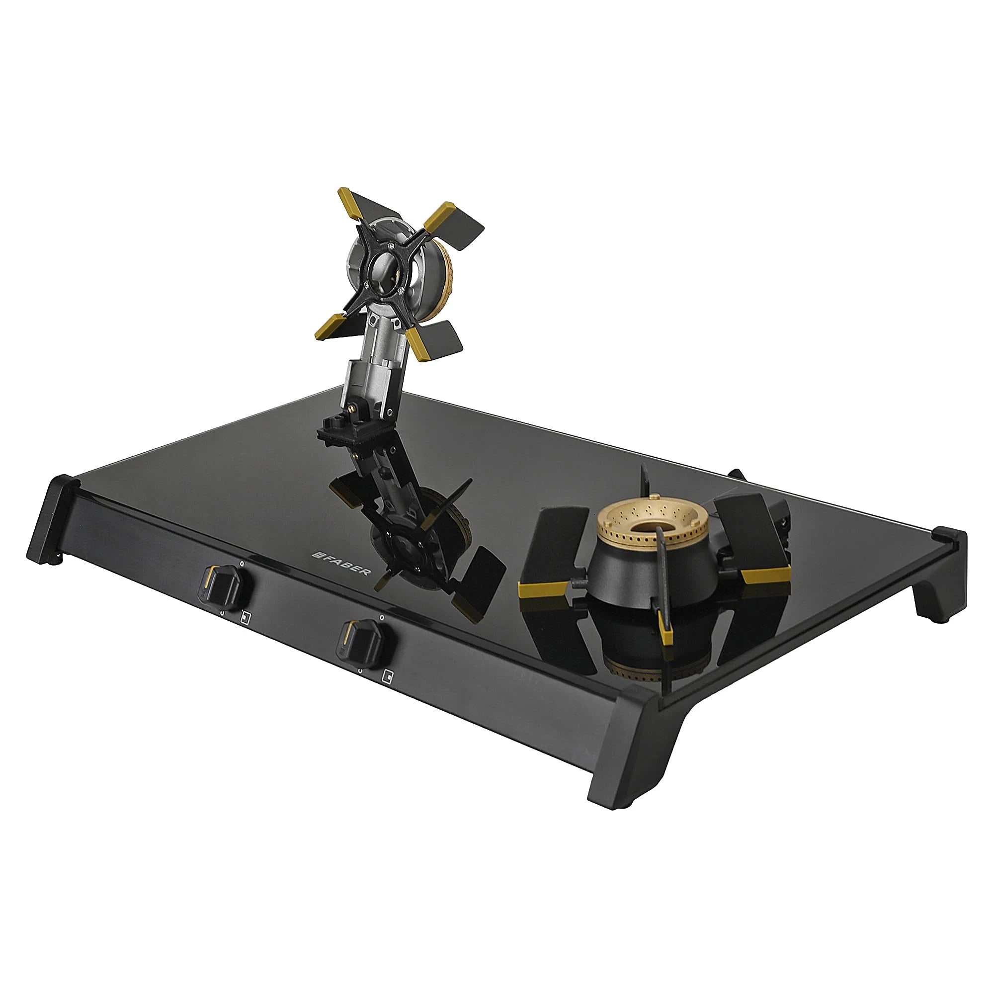 Faber Liftable Burners Freestanding Cooktop | Genius 752 BK | 75cm Width | Brass Burners | Manual Ignition | ABS Knobs | Pan Support | 2 Yrs Comprehensive,5 Yrs Valve & Burners,7 Yrs on Glass
