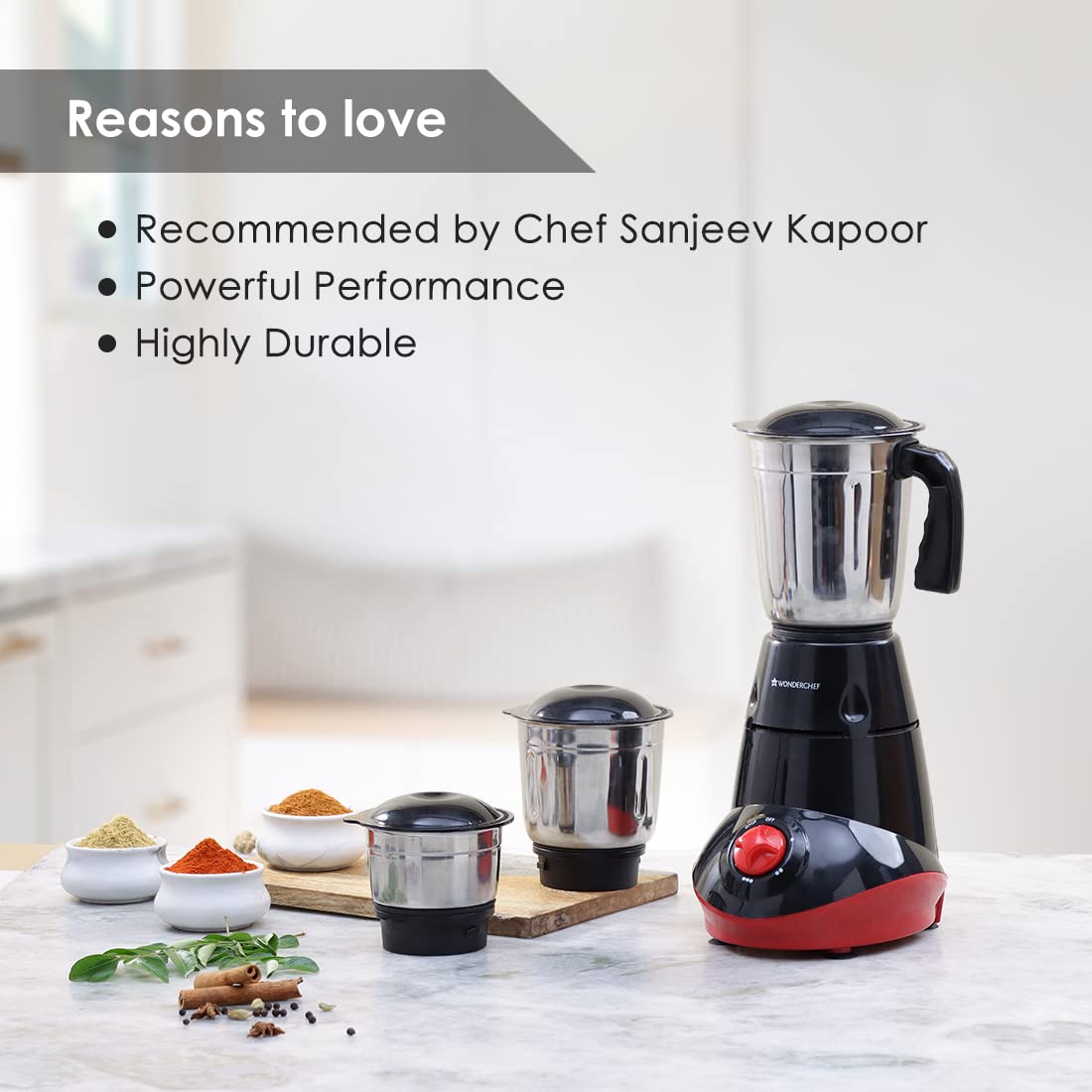 Wonderchef Capri 63154712 550 W 3 Jar Mixer Grinder