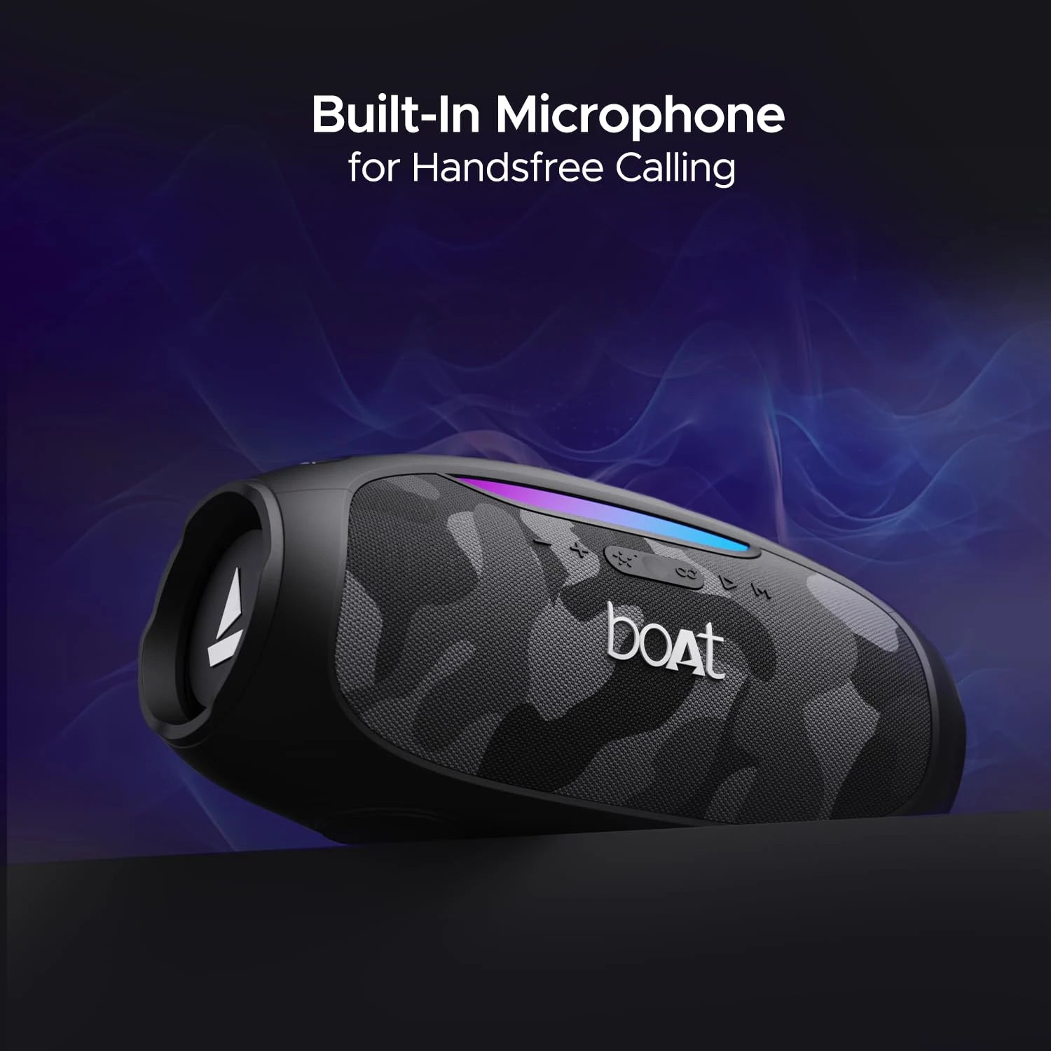 boAt Stone 1800 Bluetooth Speaker with 90 W RMS Sound, RGB LEDs, EQ Modes, IPX6,BT v5.3,Multi- Compatibility– Aux&USB, Playback time Up to 5 Hours & Type C Charging(Camo Black)