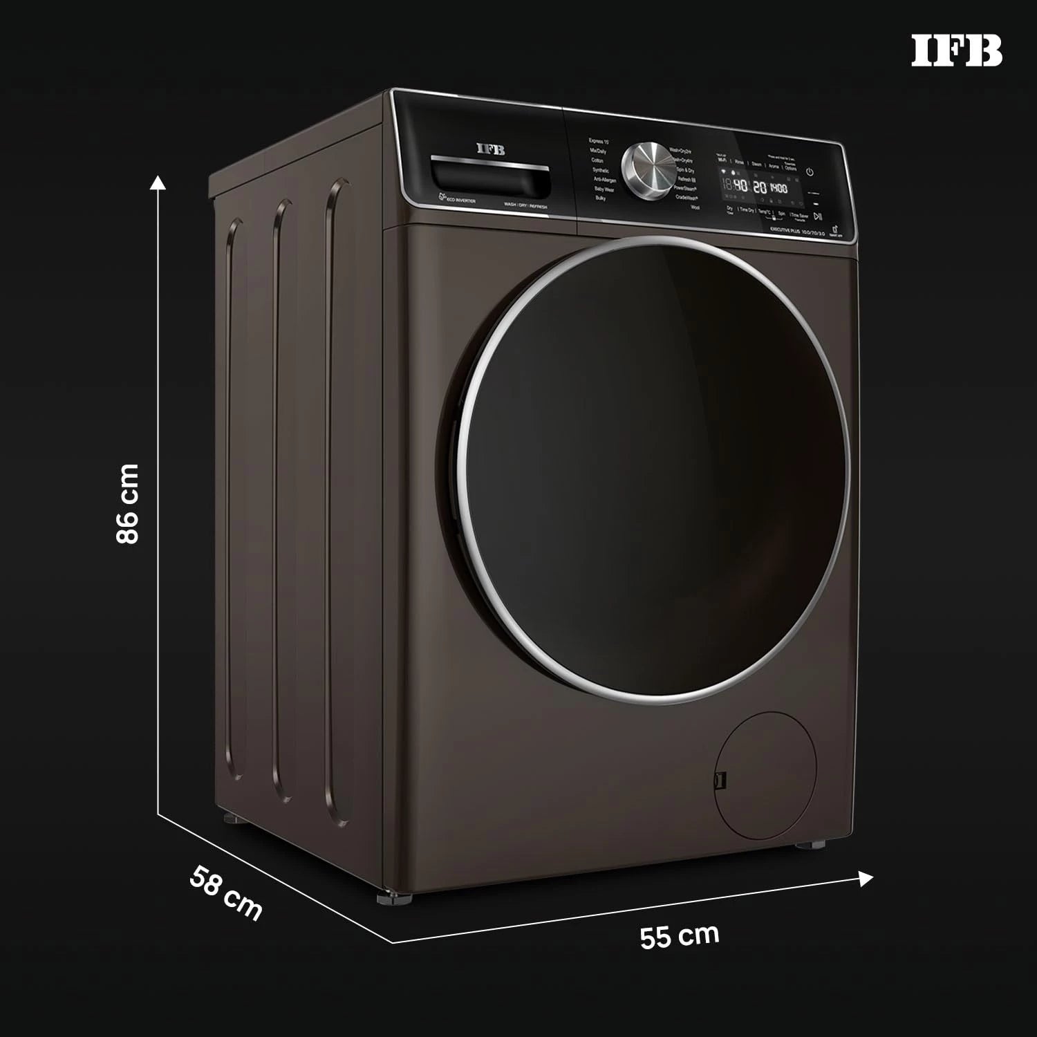 IFB 10 Kg/7 Kg/3 Kg 3-in-1, AI Powered, Fully Automatic Washer Dryer Refresher (IFB Laundrimagic®, EXECUTIVE PLUS ZXM, 9 Swirl Wash, Eco Inverter Technology, Mocha)