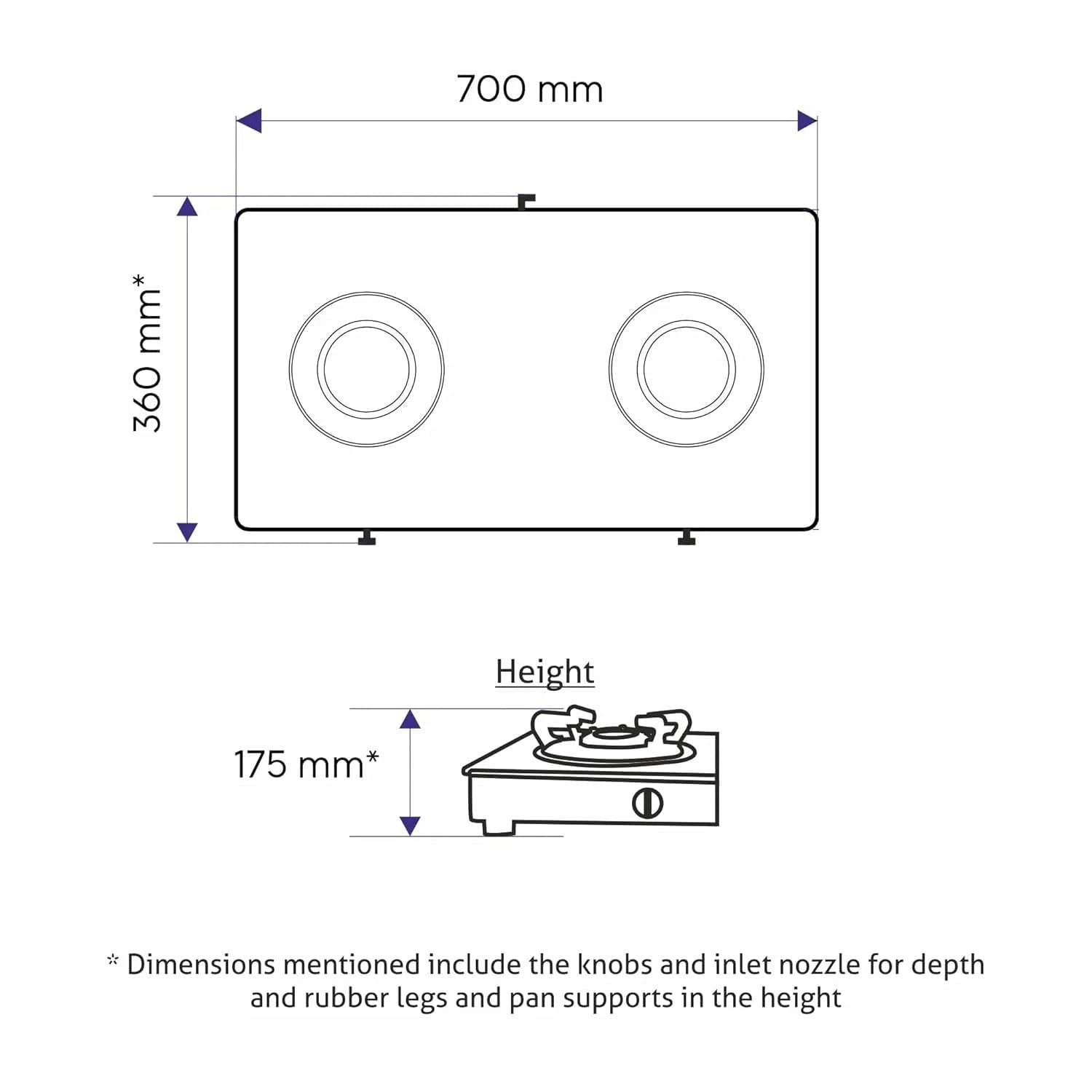 Glen Stainless Steel 2 Burner LPG Gas Stove | Brass Burner | ISI Certified | Brass Burner | 2-Year Brand Warranty