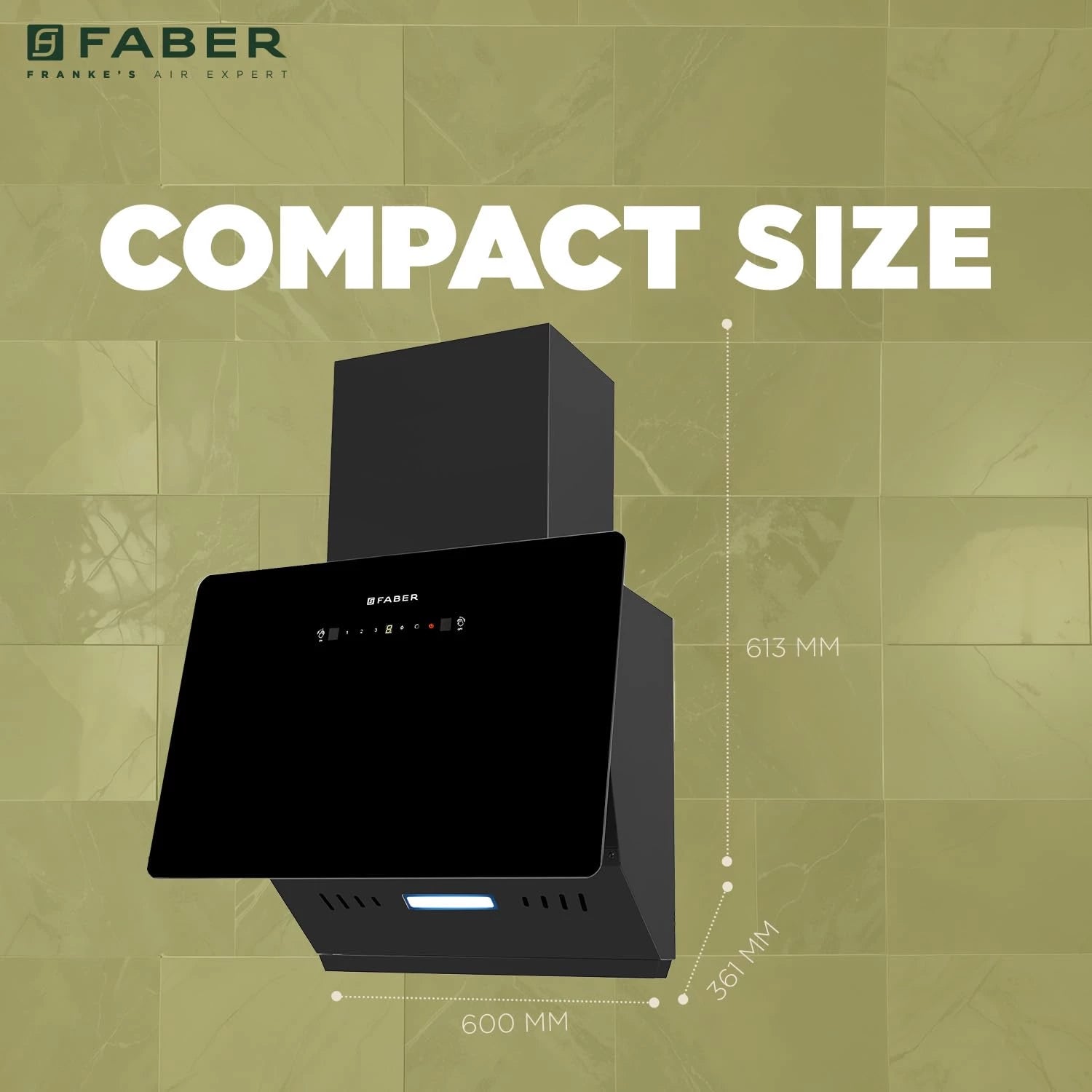 Faber Hood Trendy 60cm 1500 m³/hr BLDC Autoclean Slant Shape Chimney | Built In Oil Collector | Touch & Gesture Control | 12Yr Motor,2Yr Comprehensive Warranty by Faber | TRENDY IN BLDC HCSCFL BK 60