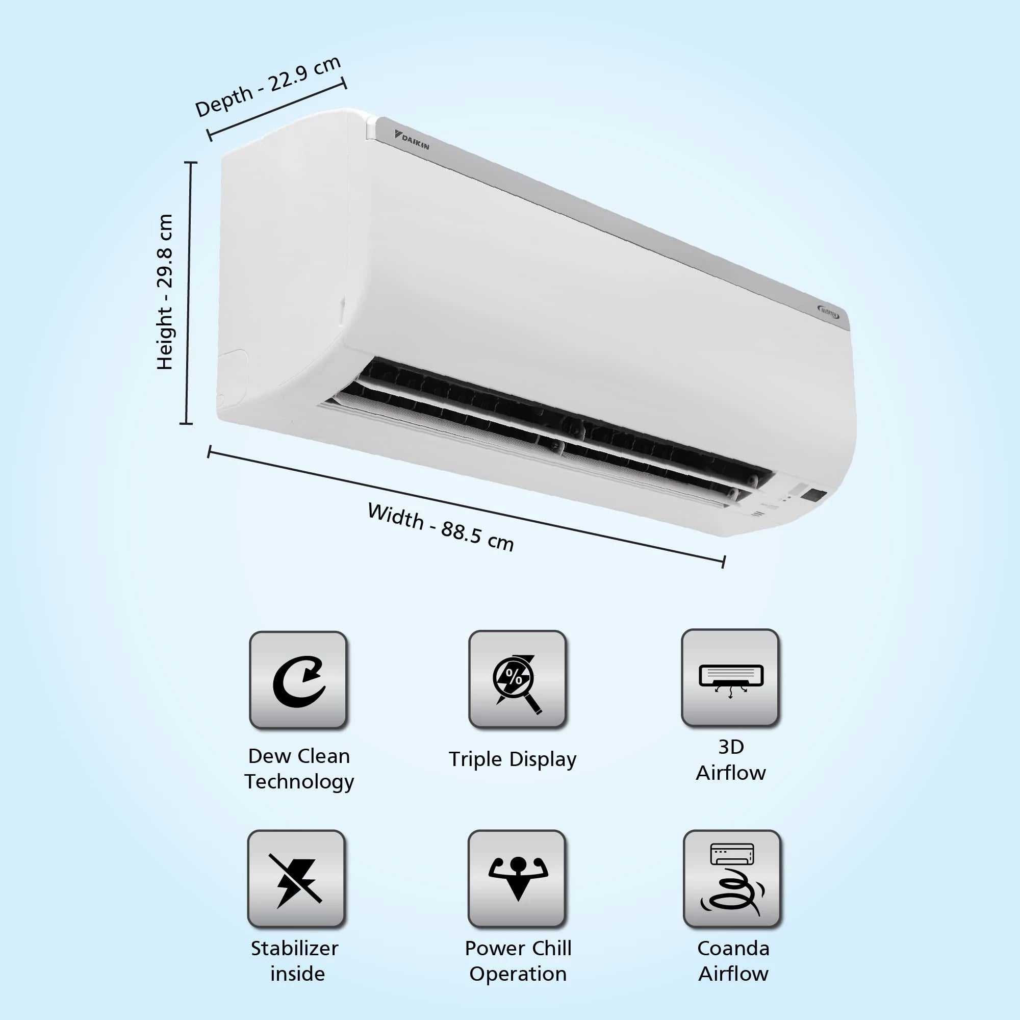 Daikin 1.5 Ton 4 Star Inverter Split AC - MTKL50U (Copper, PM 2.5 Filter, 2022 Model, White)