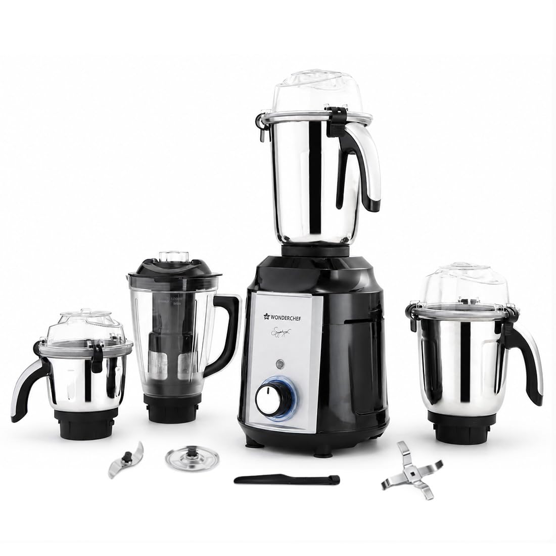Wonderchef 63155304 Professional 1200W Mixer Grinder with 4 Jars, Black