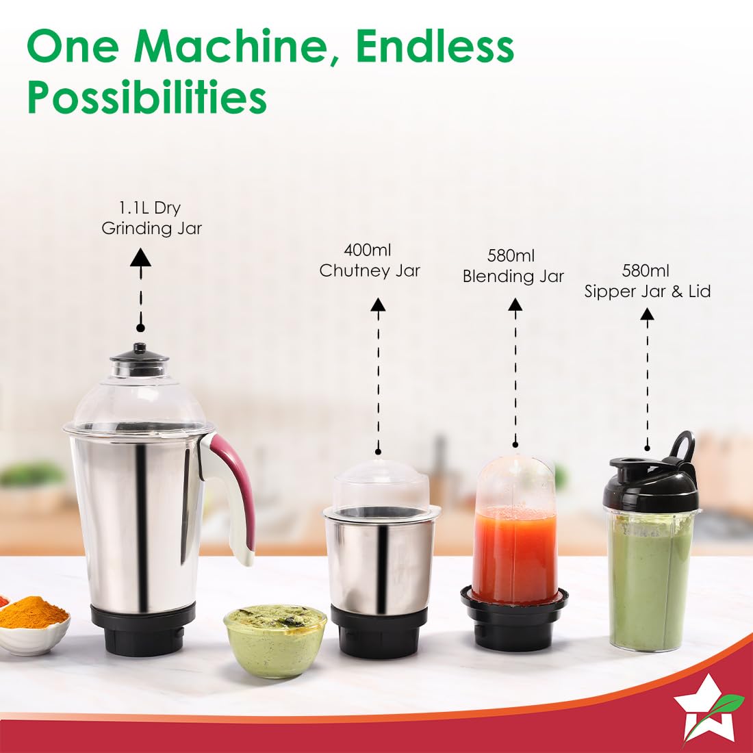 Wonderchef Acura Plus 63154979 750W 4 Jar Mixer Grinder