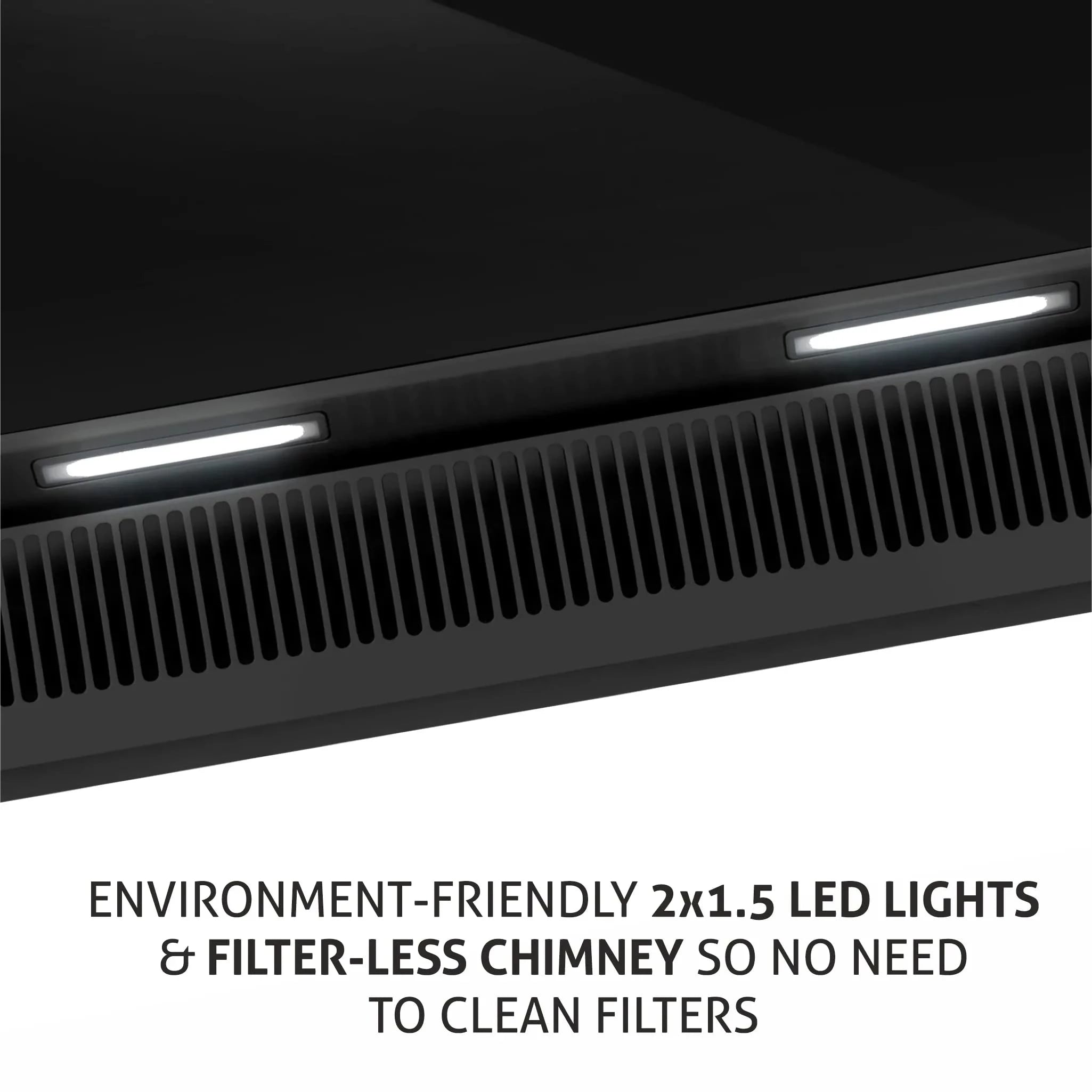 Glen 75 cm 1200 m3/hr Auto-Clean Filterless Kitchen Chimney Motion Sensor (NEO Black)