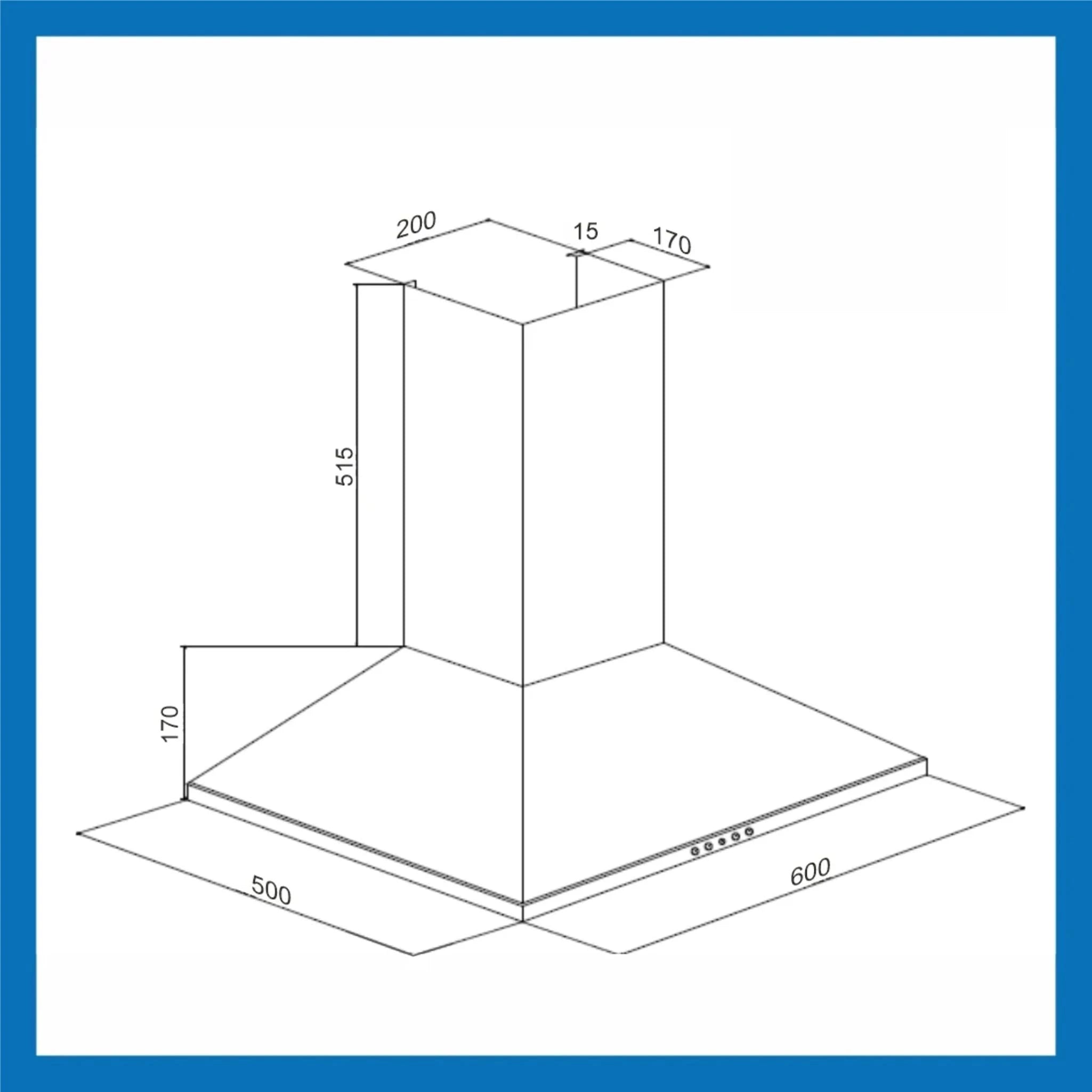 Glen Electric Kitchen Chimney With 7 Year Warranty On Motor, Pyramid Shape Baffle filters Italian Motor, 60cm 1250 m3/h - Black (6054BL60DX)