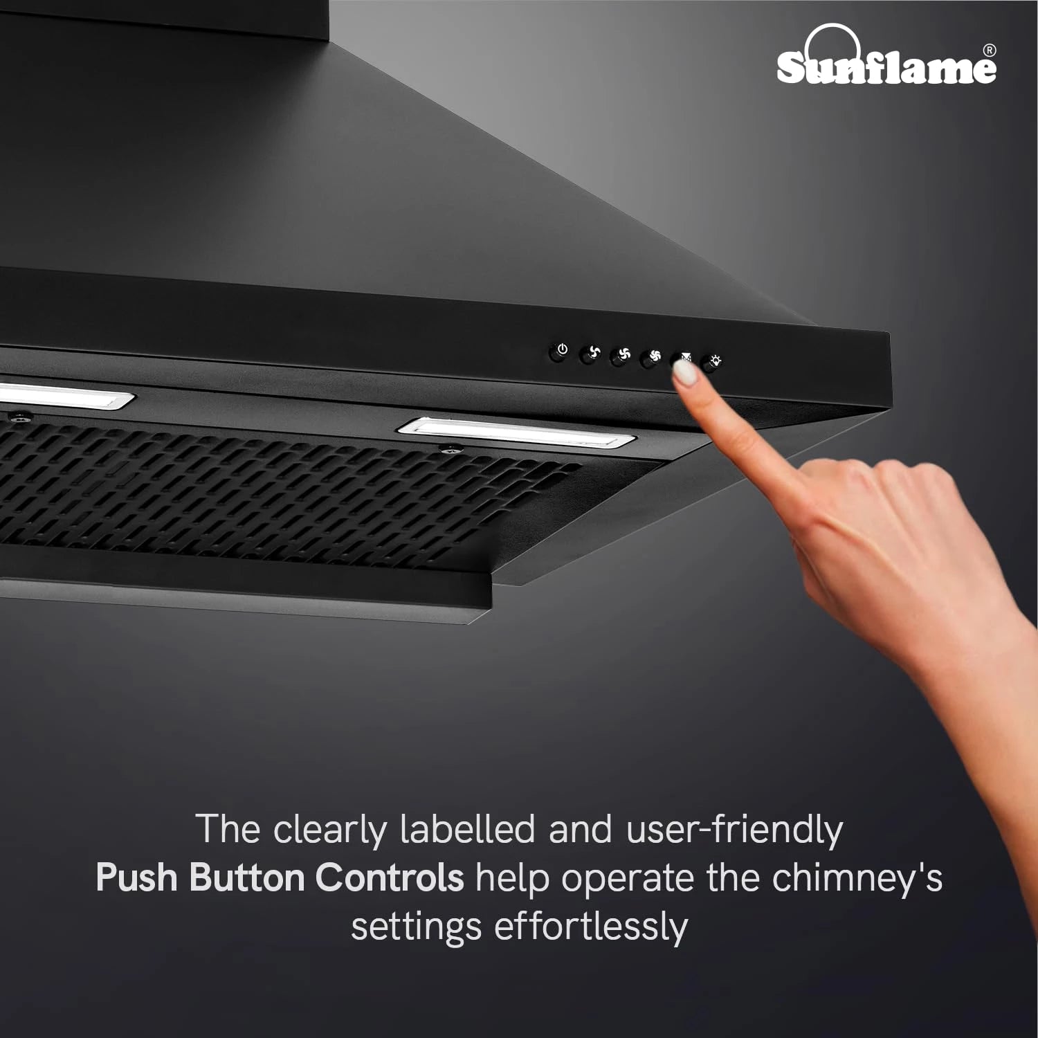 Sunflame Maleo 60 FL HAC Chimney for Kitchen - High Suction of 1200 m³/h/Filter-Less Chimney/One-Press Heat Auto-Clean/Energy-Efficient LED Lights/Low Noise/Easy-to-Clean Panel